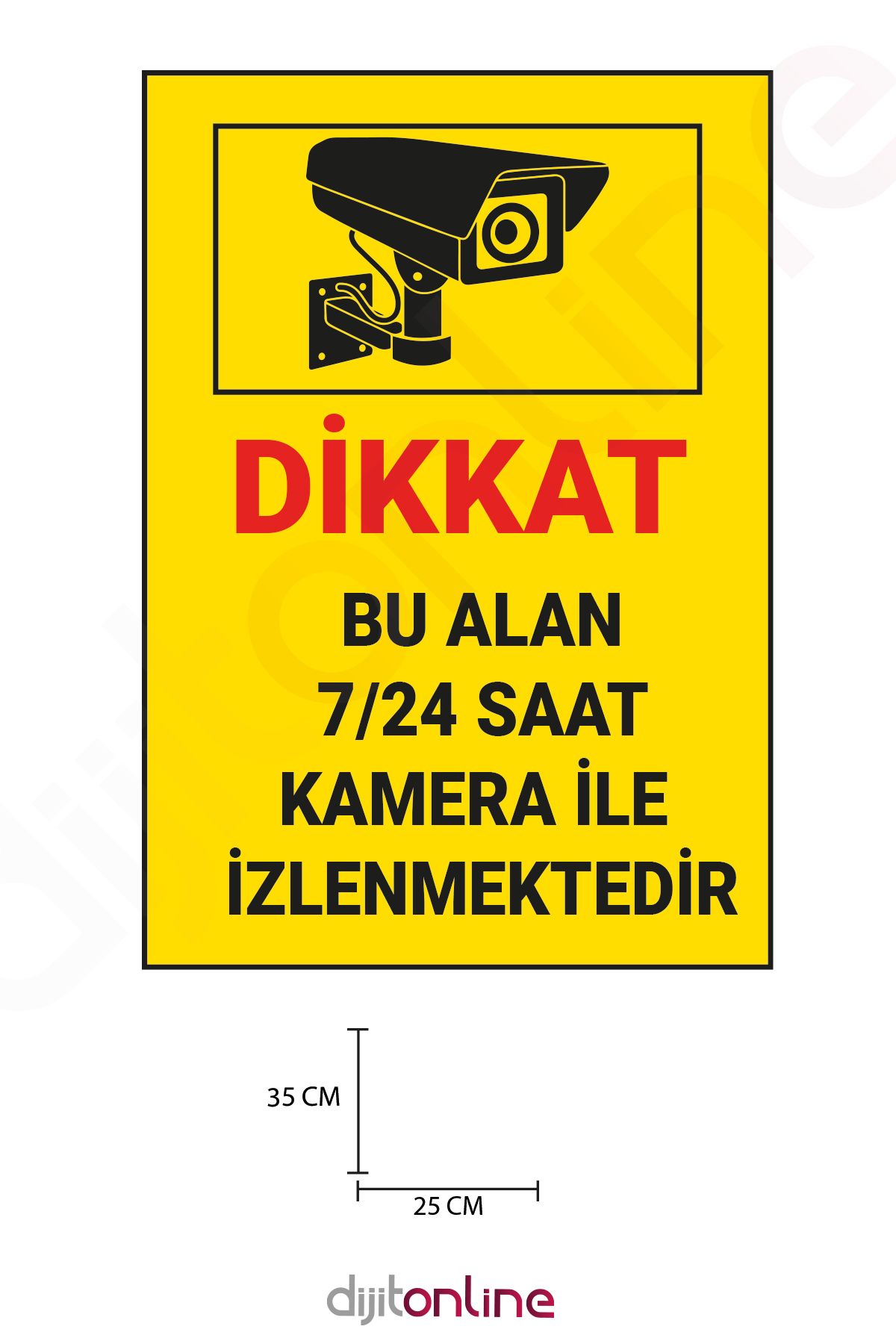 Dijitonline 3 Adet 7/24 Kamera İle İzlenmektedir Uyarı Sticker - Uyarı Sticker - 25x35 Cm