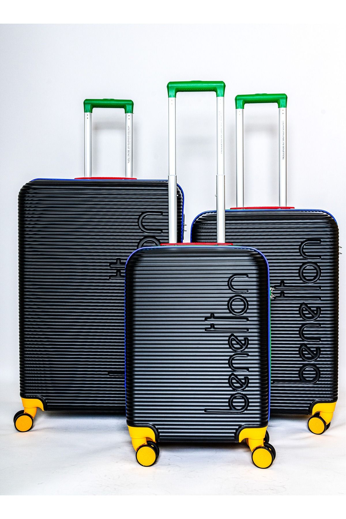 United Colors of Benetton-Set of 3 Premium Luggage Trolley, Traveling Bag, Black 1