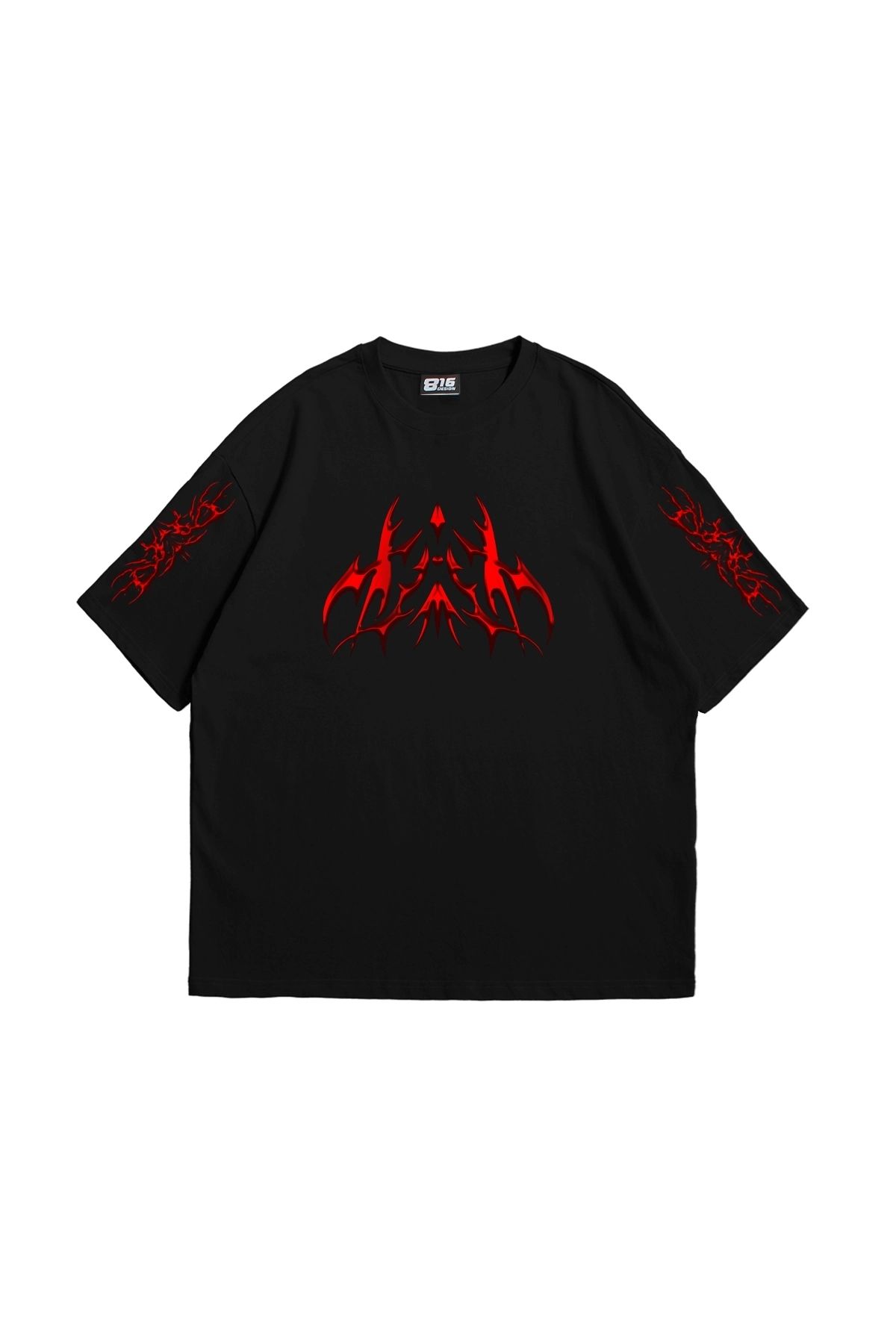 Tarzsokak Holographic Red Baskılı Oversize Unisex Siyah