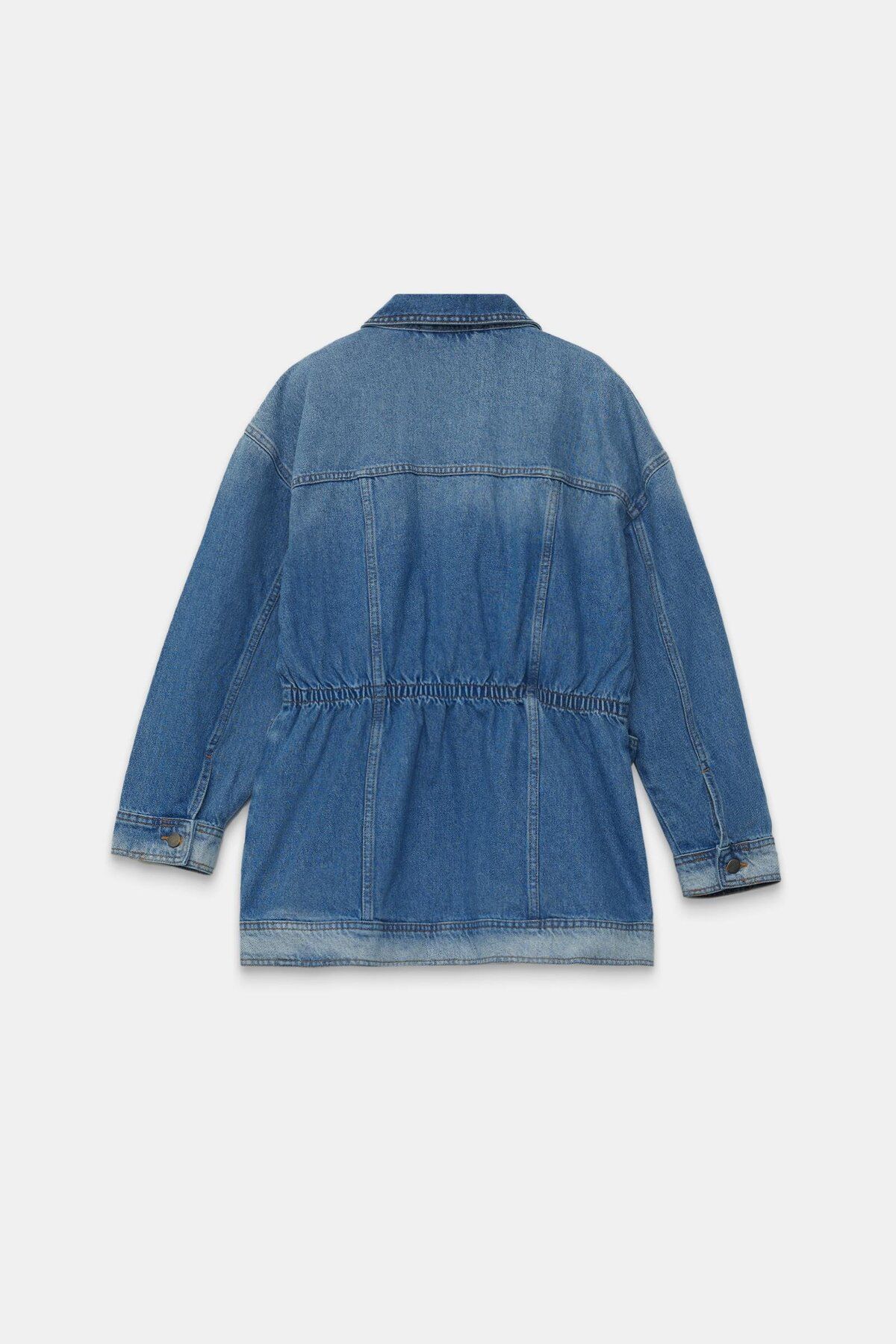 Setre-Blue Jeans Jacket with Drawstring Waist and Seated Pocket Detail 7