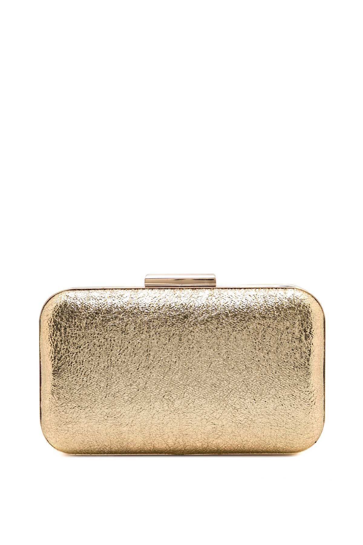 Wedding Fashion Gold Dore Renk Kristal Desenli Abiye Çanta Clutch Mezuniyet Balo Portföy