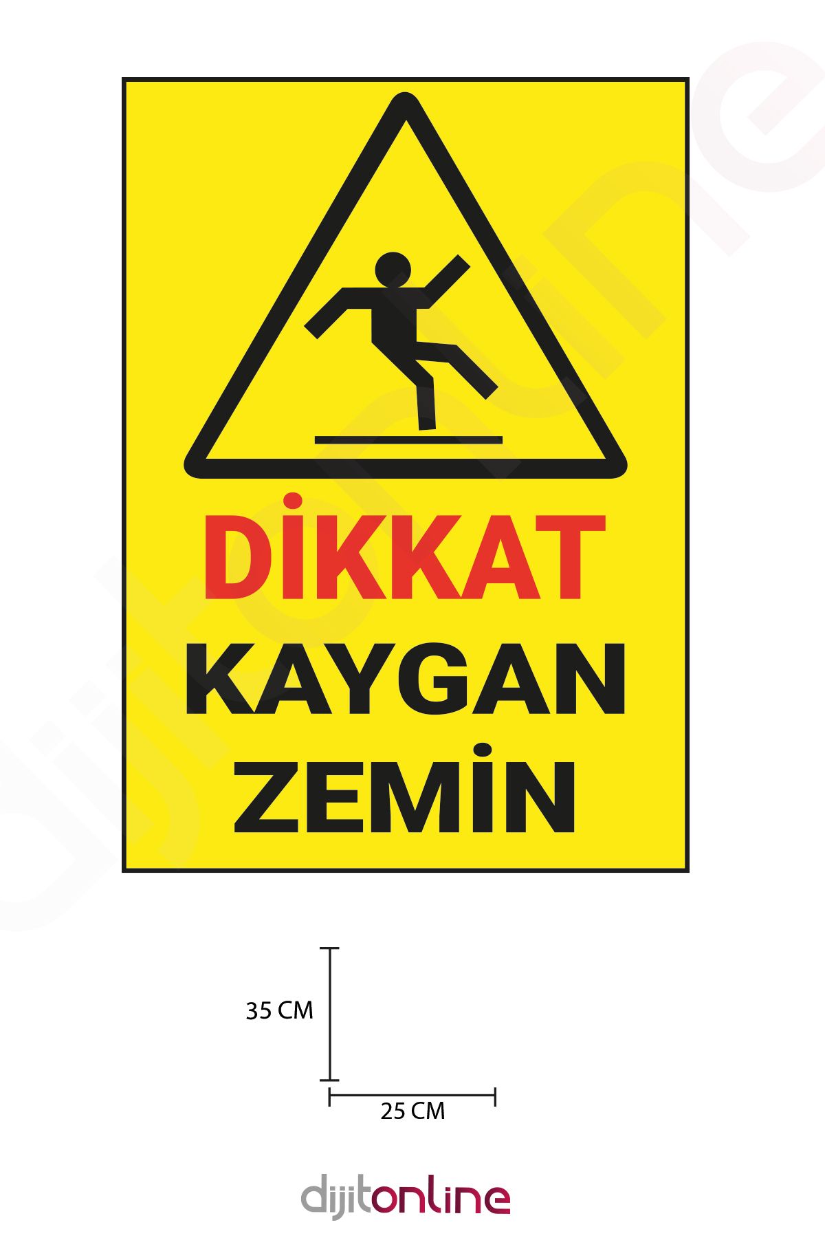 Dijitonline 3 Adet Dikkat Kaygan Zemin Uyarı Sticker - Uyarı Sticker - 25x35 Cm