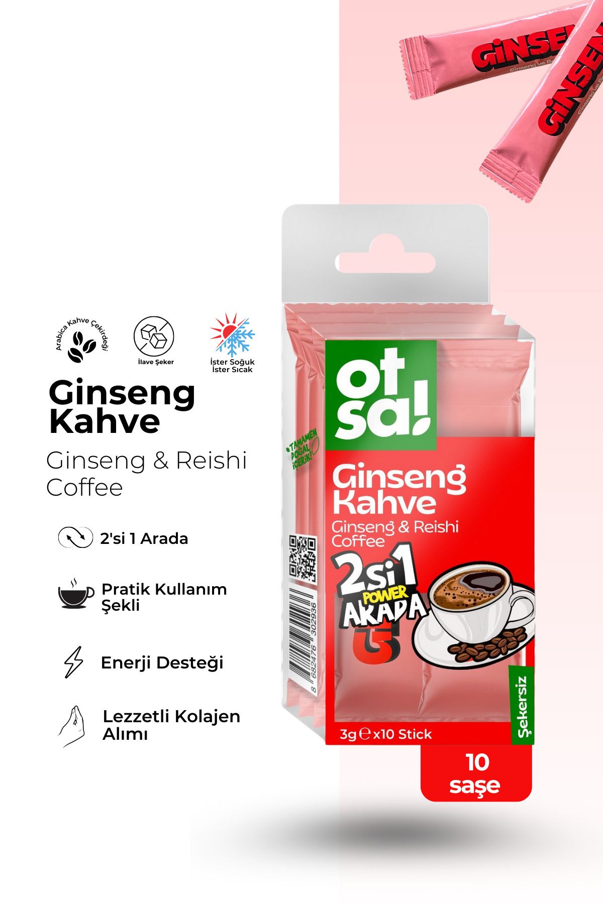 Otsa 2si 1 Arada Ginseng & Reishi Kahve Stick (Şeker İlavesiz)