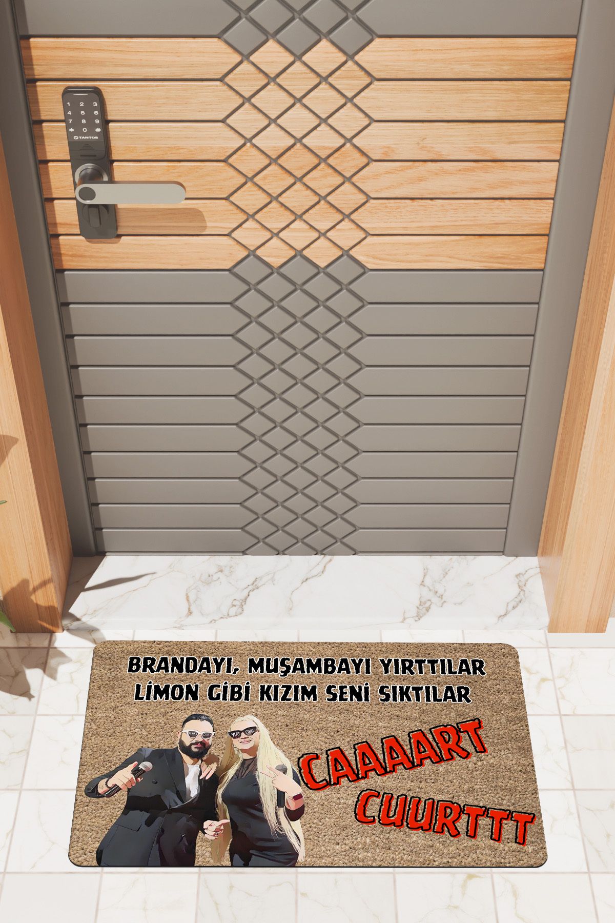 Rugmood Modern Dijtal Baskı Caart Curtt Kapı Önü Paspası