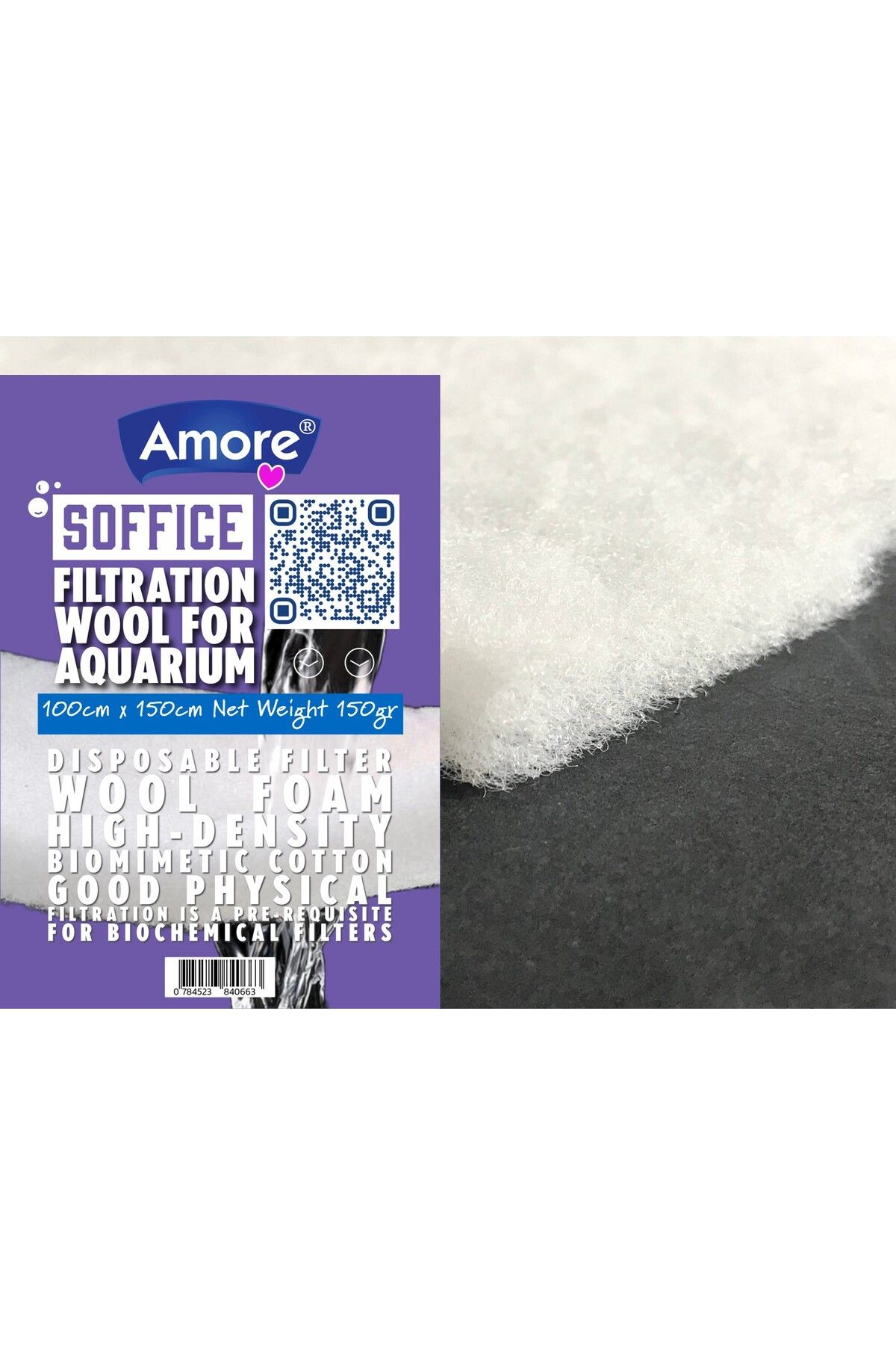 AMORE Akvaryum 150gr Silikonsuz Filtre Elyafı 100x150cm Soffice