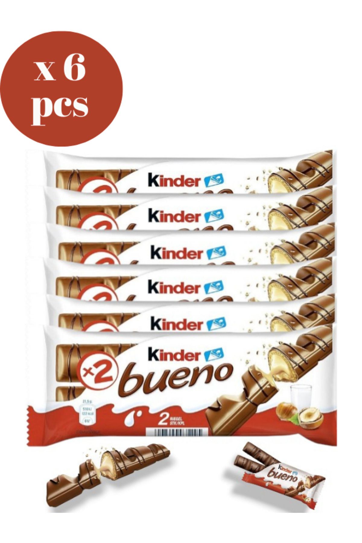 Kinder Bueno – Sütlü Fındık Kremalı Çikolata 43 Gr x 6 Adet