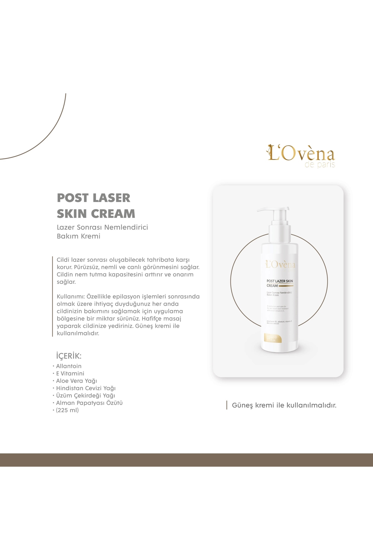 L'Ovena de paris - Post Laser Skın Cream - 225 ml - Fiyatı, Yorumları
