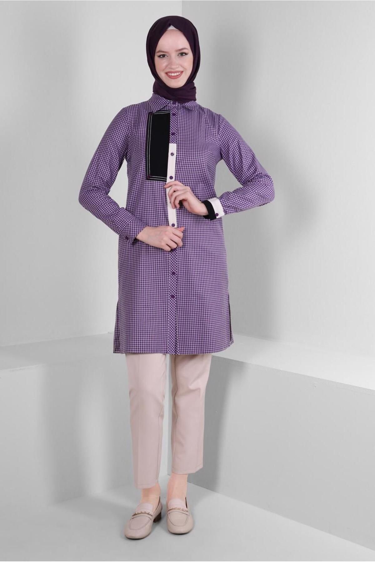 تونیک پیراهن طرح دار Gingham 43645 Alvina