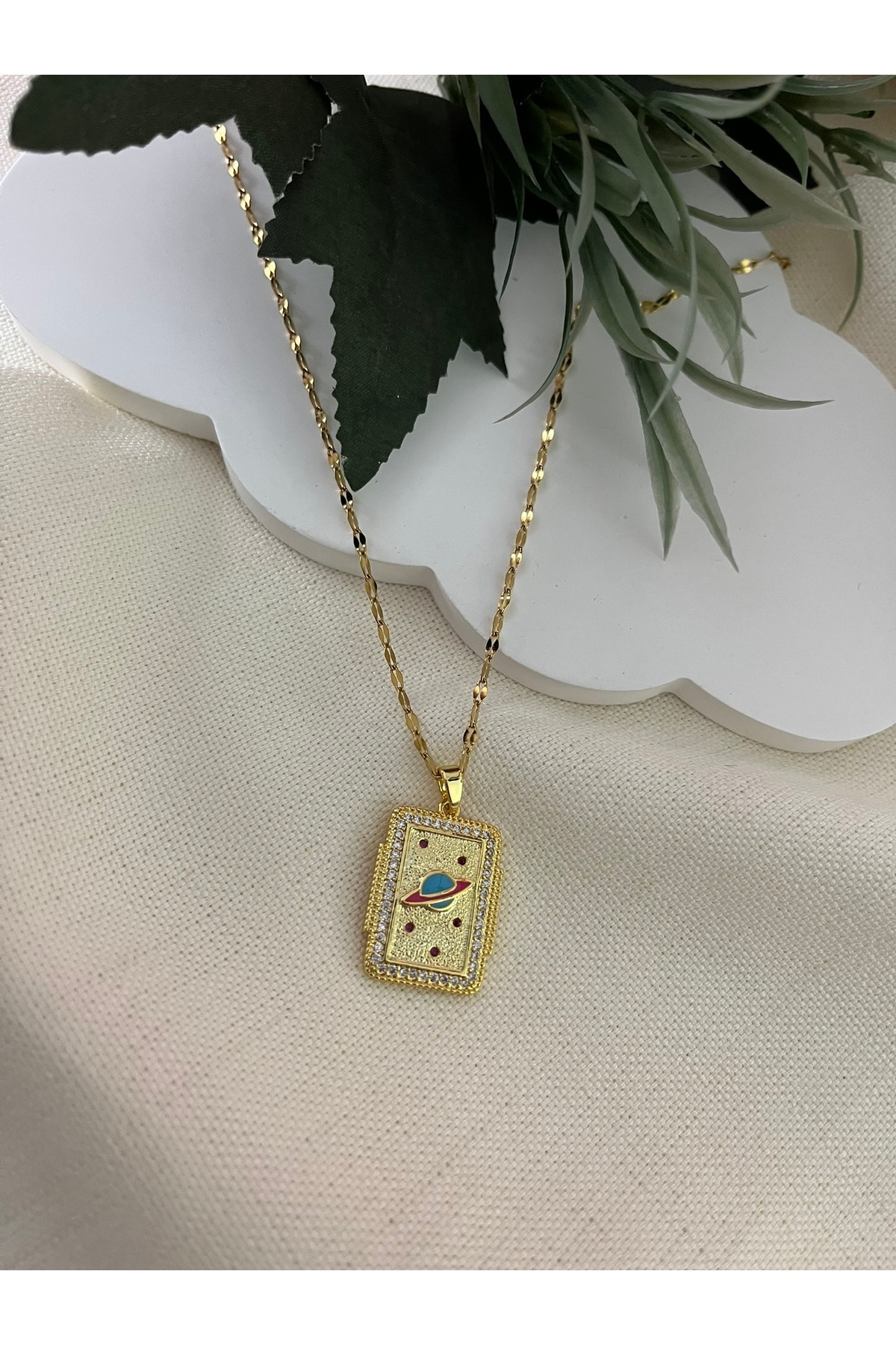 Sevgililer Günü Çelik Gezegen Vintage Kolye