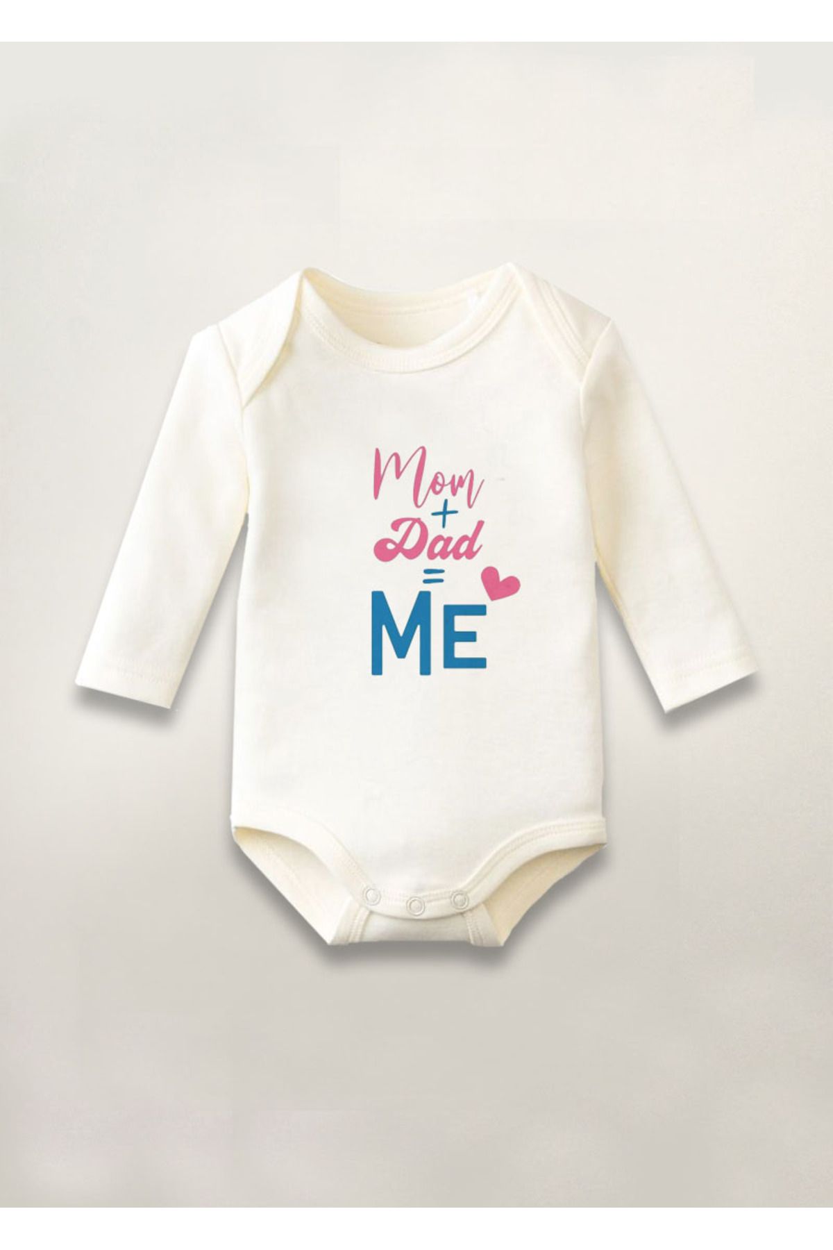 sielta Dad Mom Me Baskılı Pamuklu Uzun Kollu Çıtçıtlı Bebek Body Zıbın Atlet Tulum