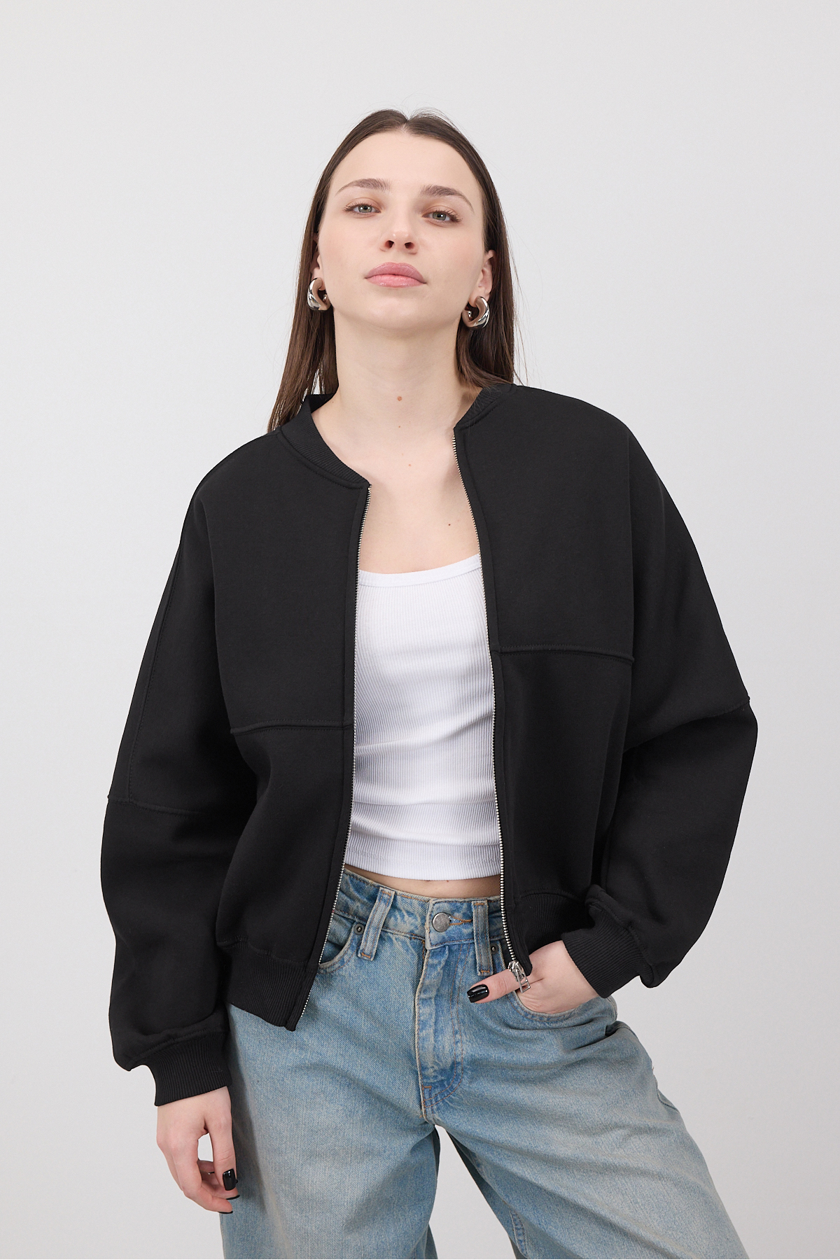 Addax  Fermuarlı Şardonlu Sweatshirt H11021-J7 - Görsel 2