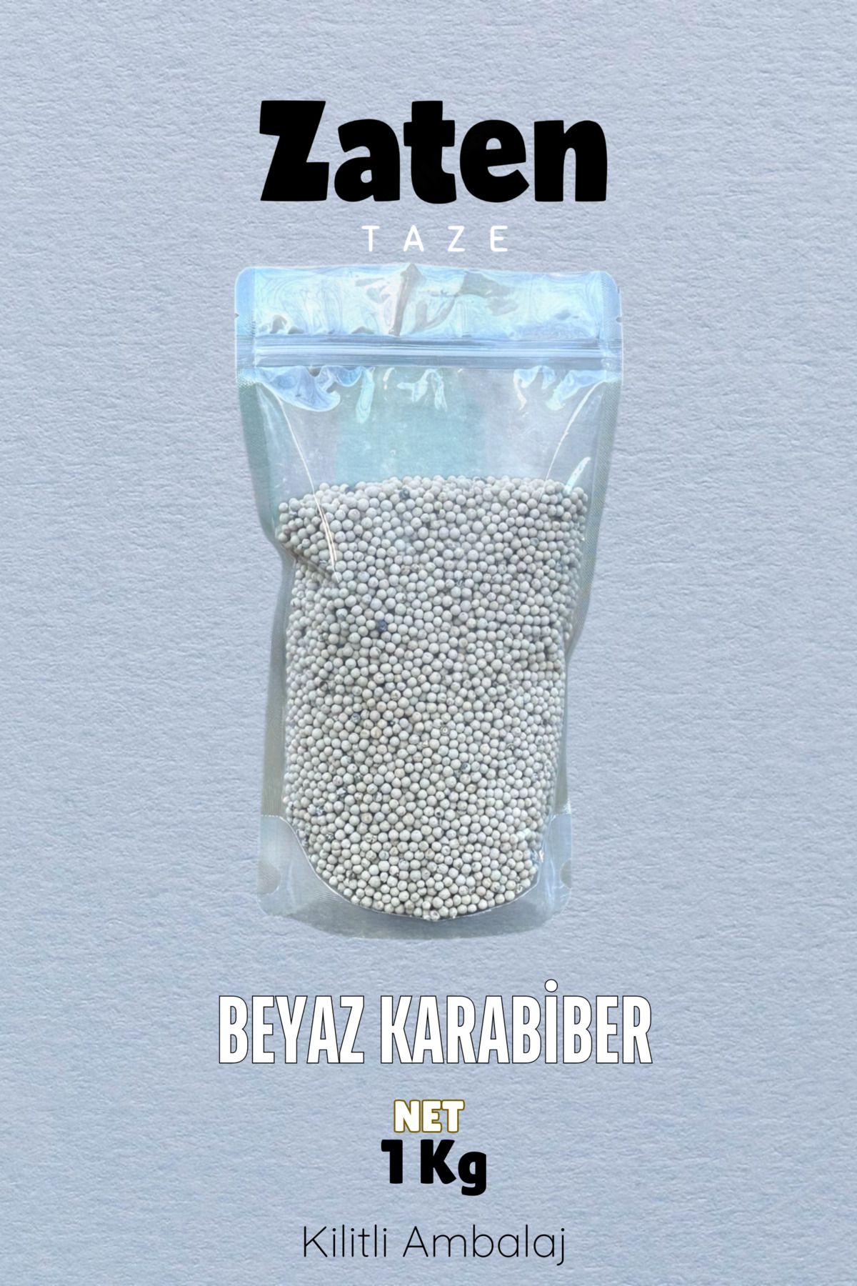 Zaten Taze Beyaz Renkli Tane Karabiber 1 Kg Çekilmemiş White Pepper