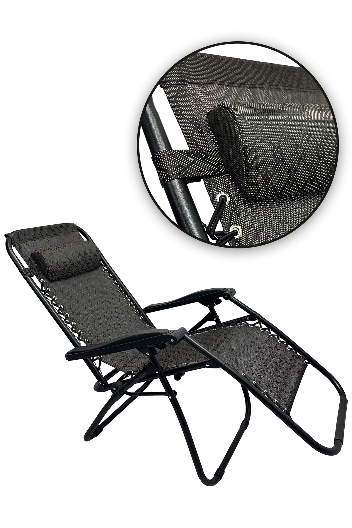 Generic-2 Piece Patio Chaise Lounges Chair gravity chair with adjustable backrest and footrest, Sunlounger 2