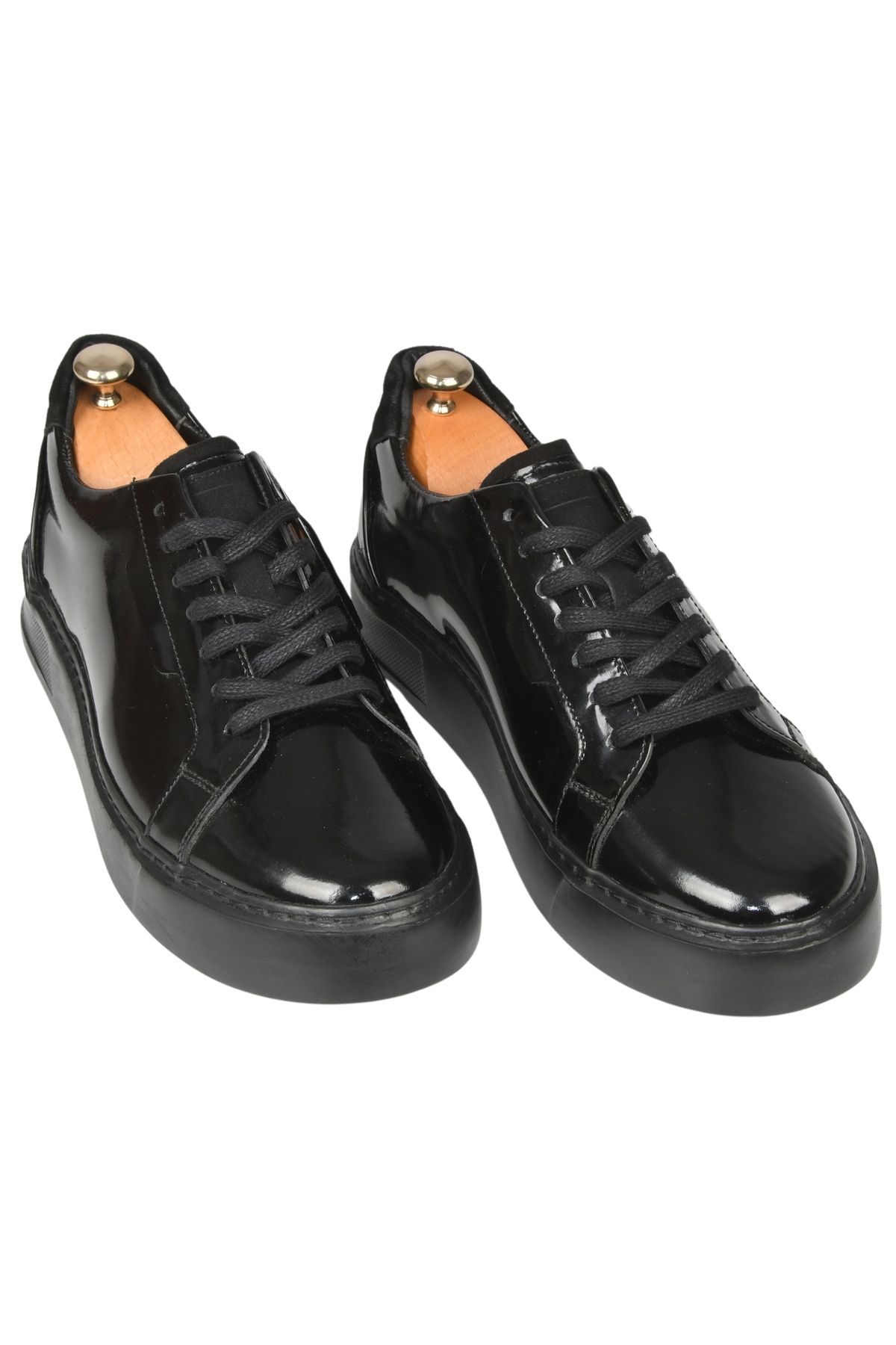 DeepSEA-Men's Black Lace-Up High Sole Shiny Orthopedic Casual Leather Shoes Sneaker 2509967 1