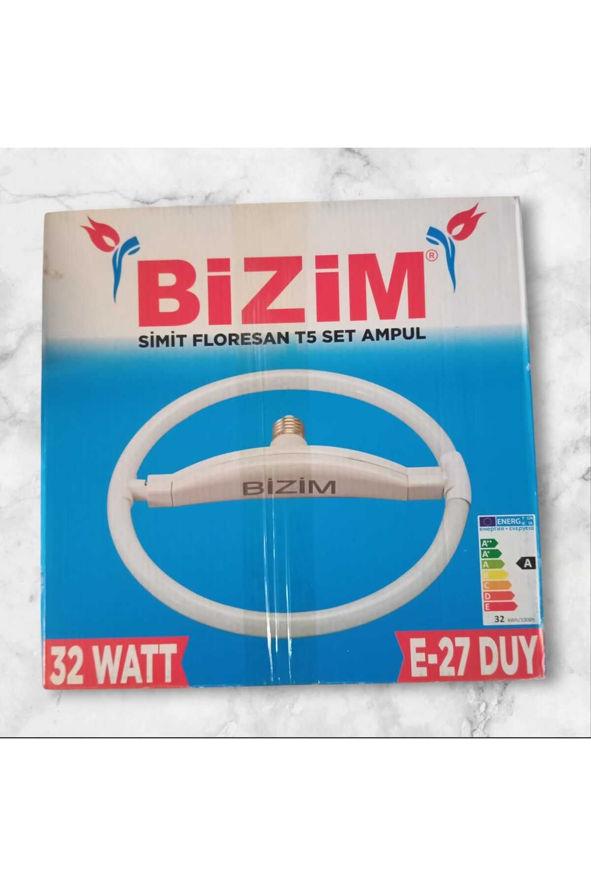 Bizim E-27 DUYLU ARMATÜRLÜ BEYAZ RENK SLİM İNCE SİMİT FLORESANT AMPUL