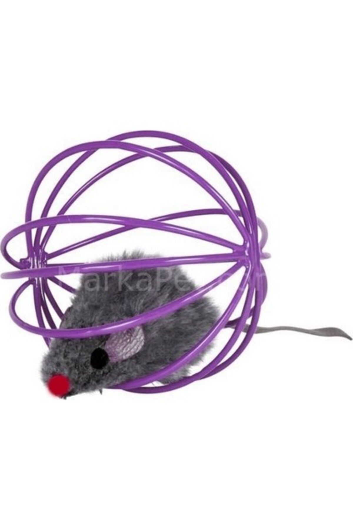 Ans Kedi Oyuncağı, Top İçinde Peluş Fare 6Cm