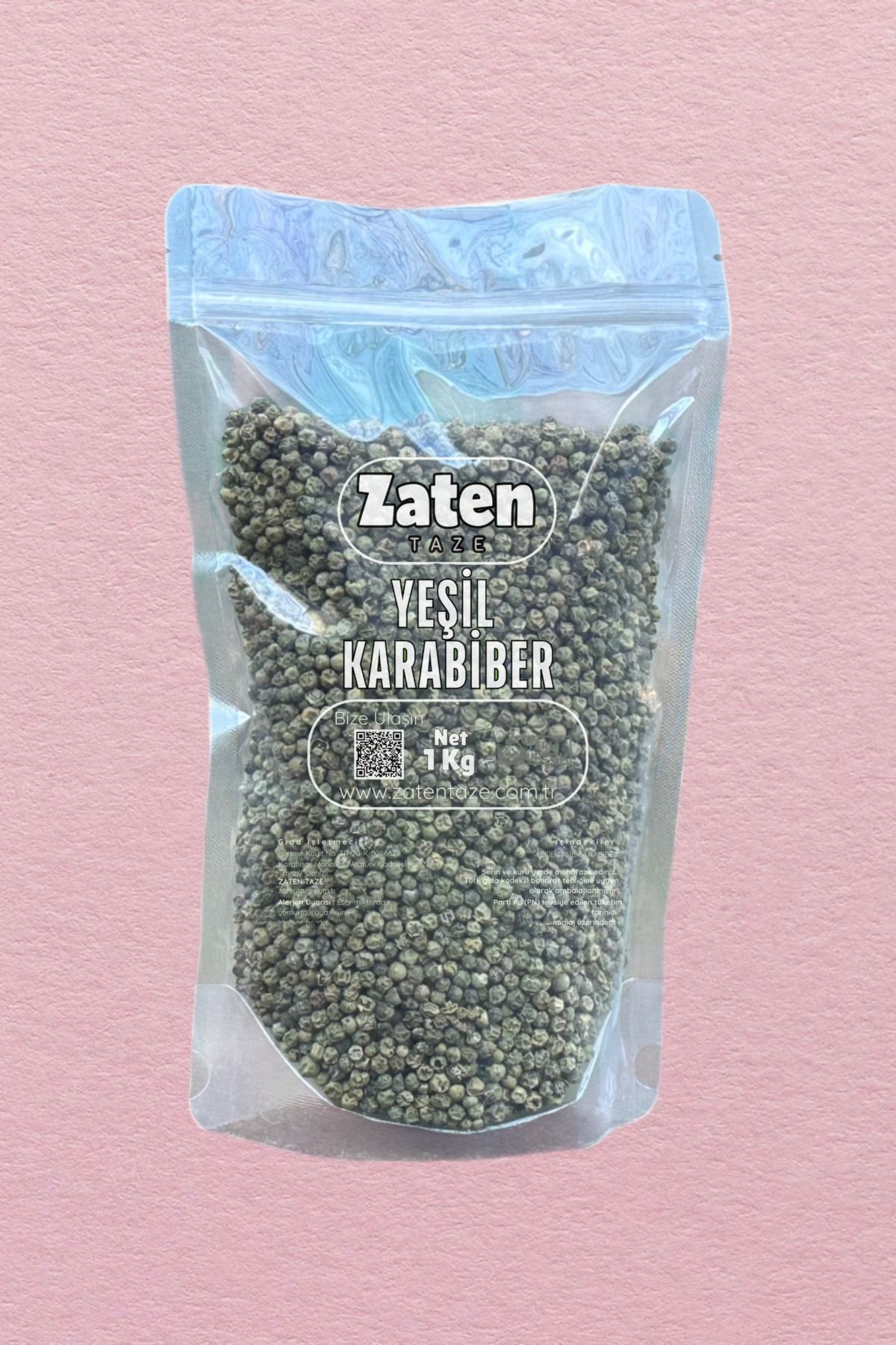 Zaten Taze Yeşil Renkli Tane Karabiber 1 Kg Çekilmemiş Green Pepper