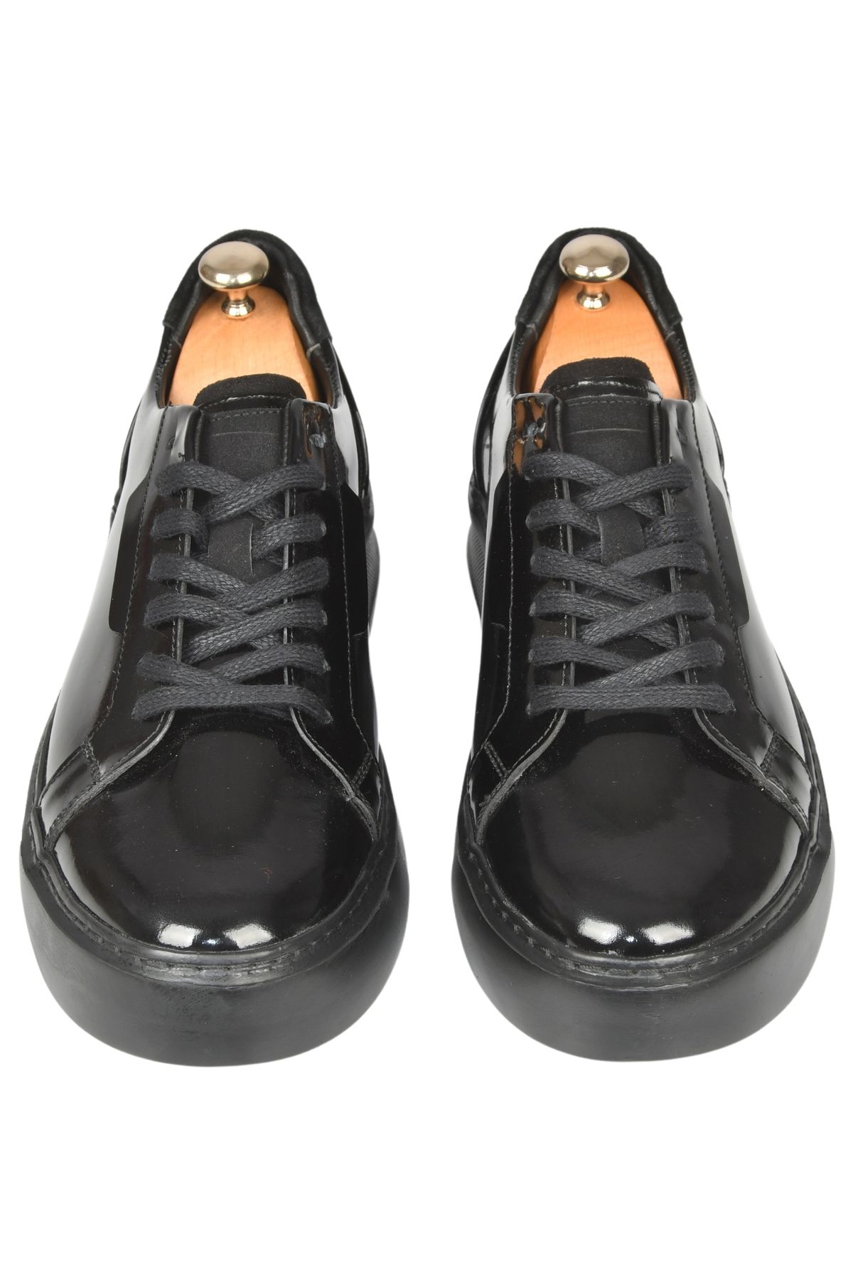 DeepSEA-Men's Black Lace-Up High Sole Shiny Orthopedic Casual Leather Shoes Sneaker 2509967 4