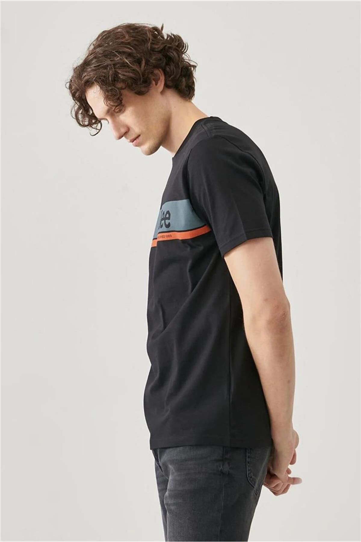 تی شرت مشکی مردانه سیاه آرم T shirt L211918001 Lee