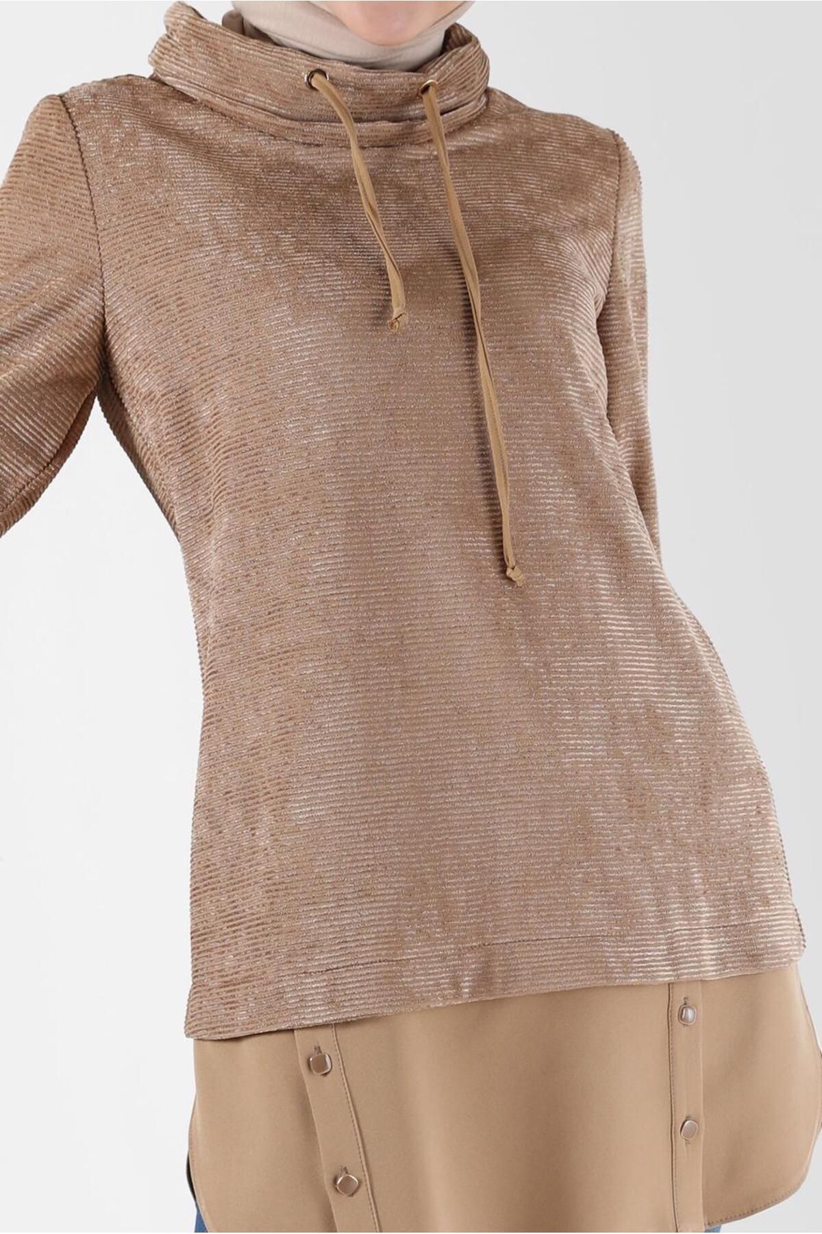تونیک پوشیده نود زنانه قسمت پیراهن یقه DEGAJE VELVET TUNIC 42397 آلوینا Alvina