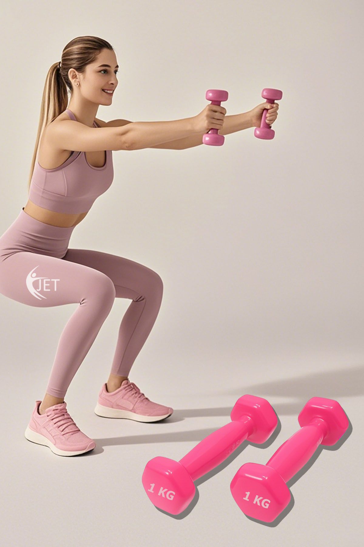 Jet Vinyl Demir Dambıl 1 Kg x 2 Adet Dambıl Seti Dökme Demir Dumbell Ağırlık Set