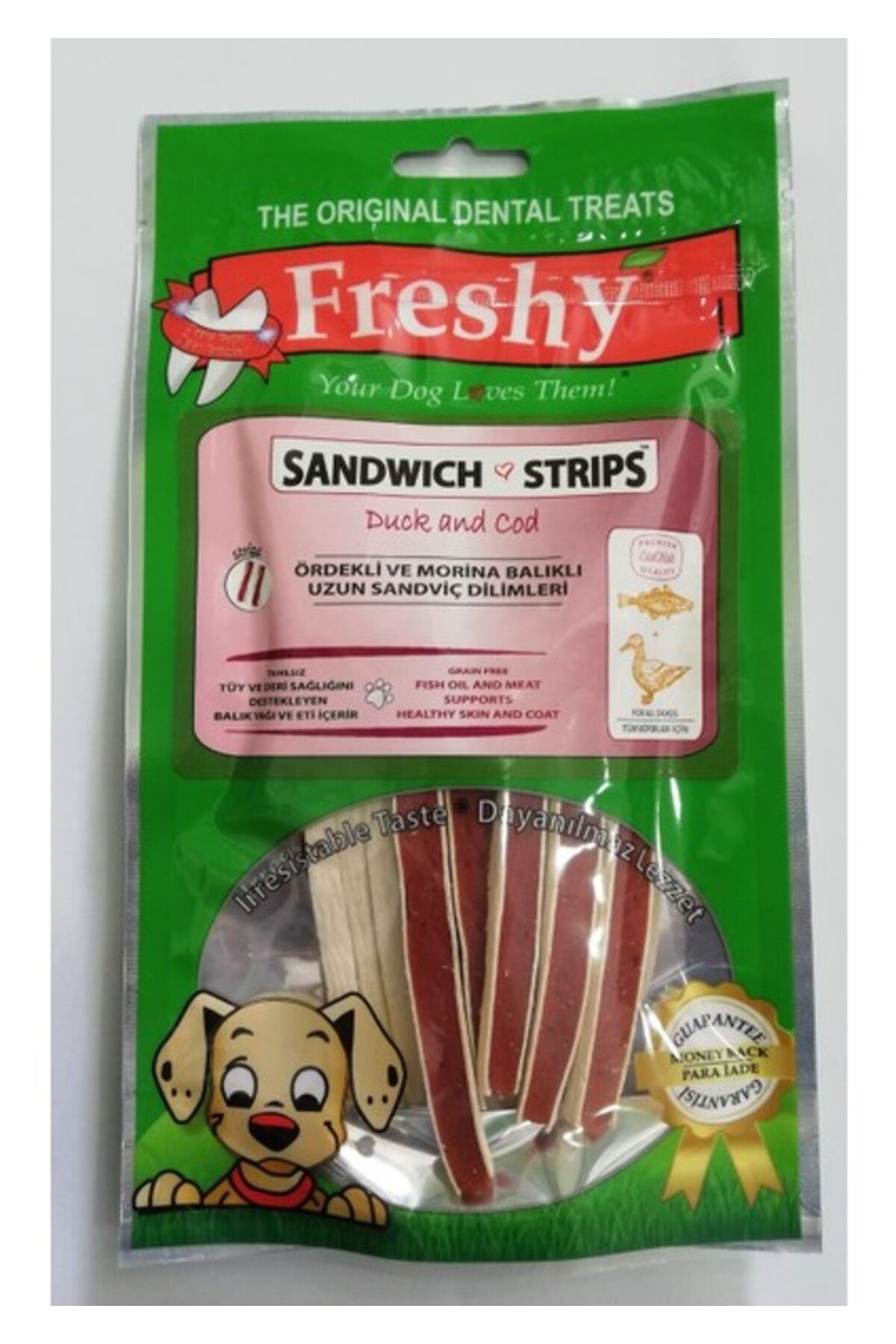 Orqinel Freshy Sandwich Strips Ördekli ve Morina Balıklı Köpek Ödülü
