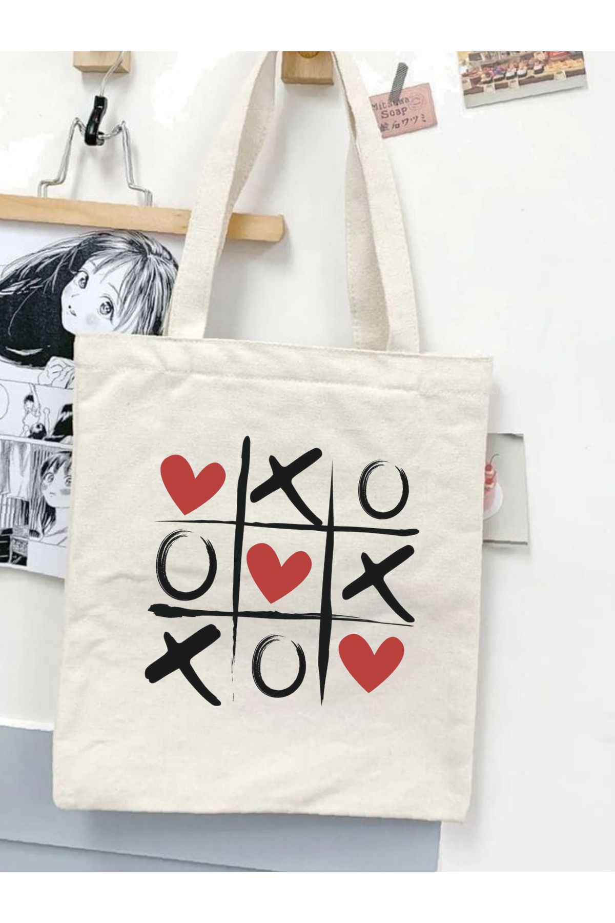 BİBANAPROMOSYON XOXO Kiss, Yk2 Bez Çanta, Pinterest Çanta,Retro Unisex Bez Çanta Tote Bag, Shopper Bag
