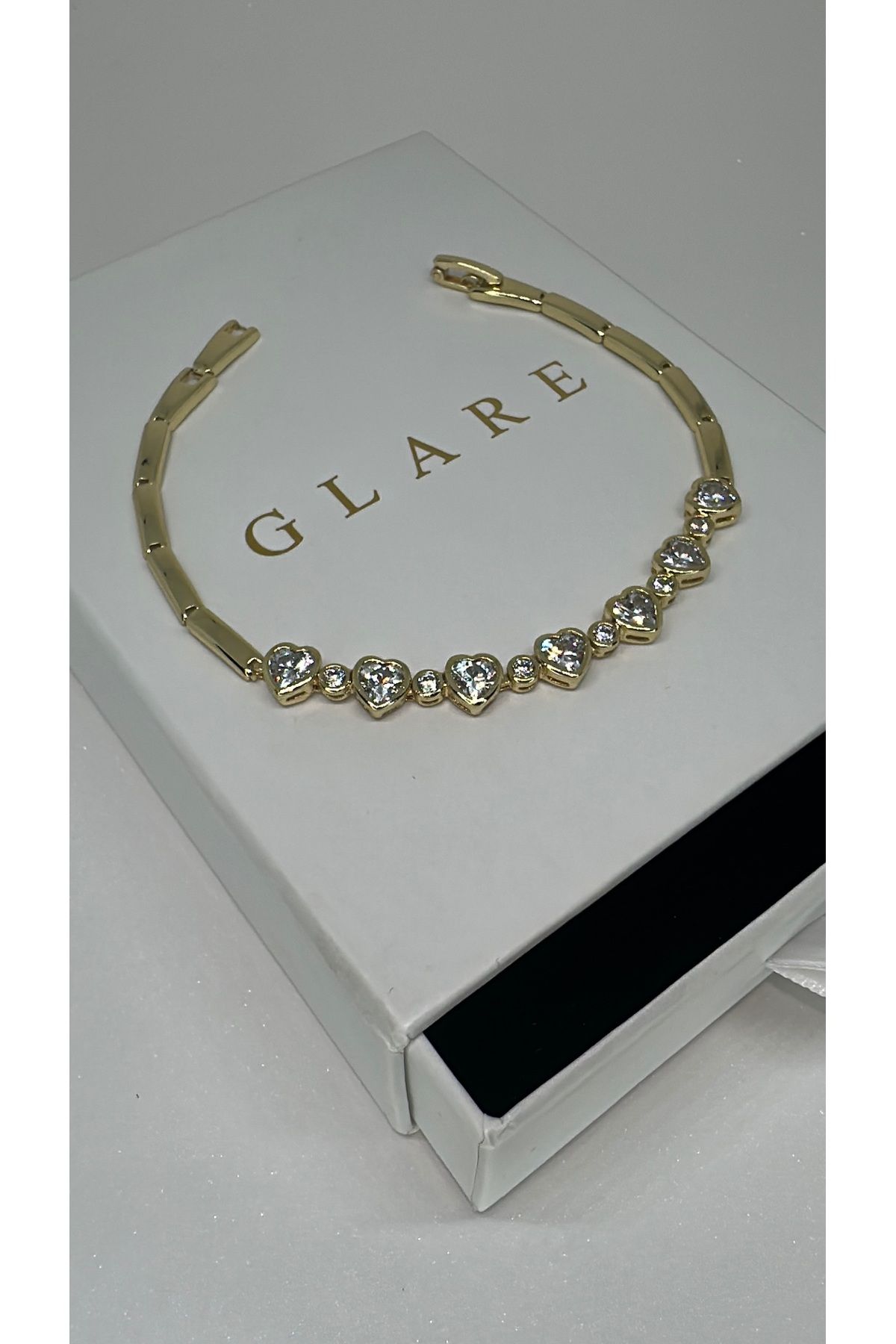 GLARE JEWELRY Kalp Model 14k Altın Renginde Paslanmaz Çelik Lüks Bileklik m (15+3cm)