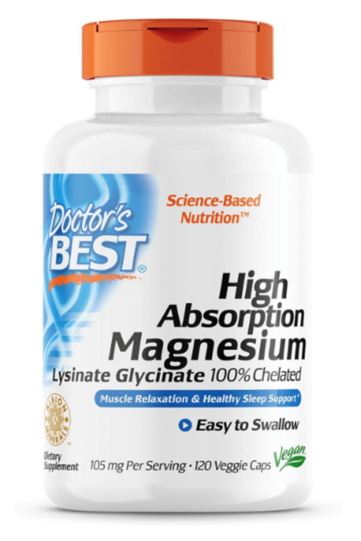 Doctor's Best High Absorption Magnesium 105mg 120 Veggie Capsul.OZELSPORCUGIDALARIN'DAN.3834