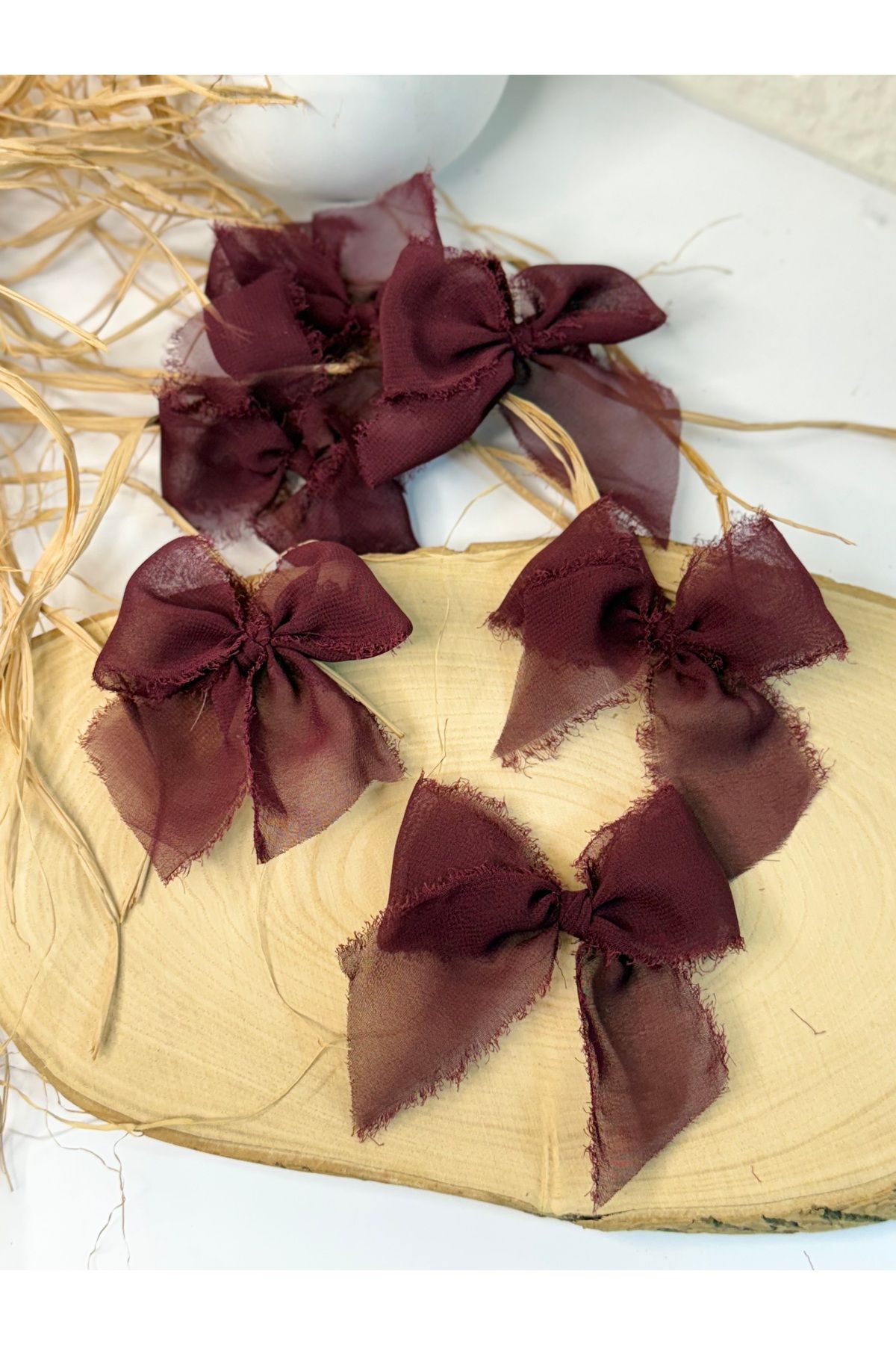 LAYLAEVENTS-Chiffon Fabric Ribbon Premade Bow-50Pcs 4