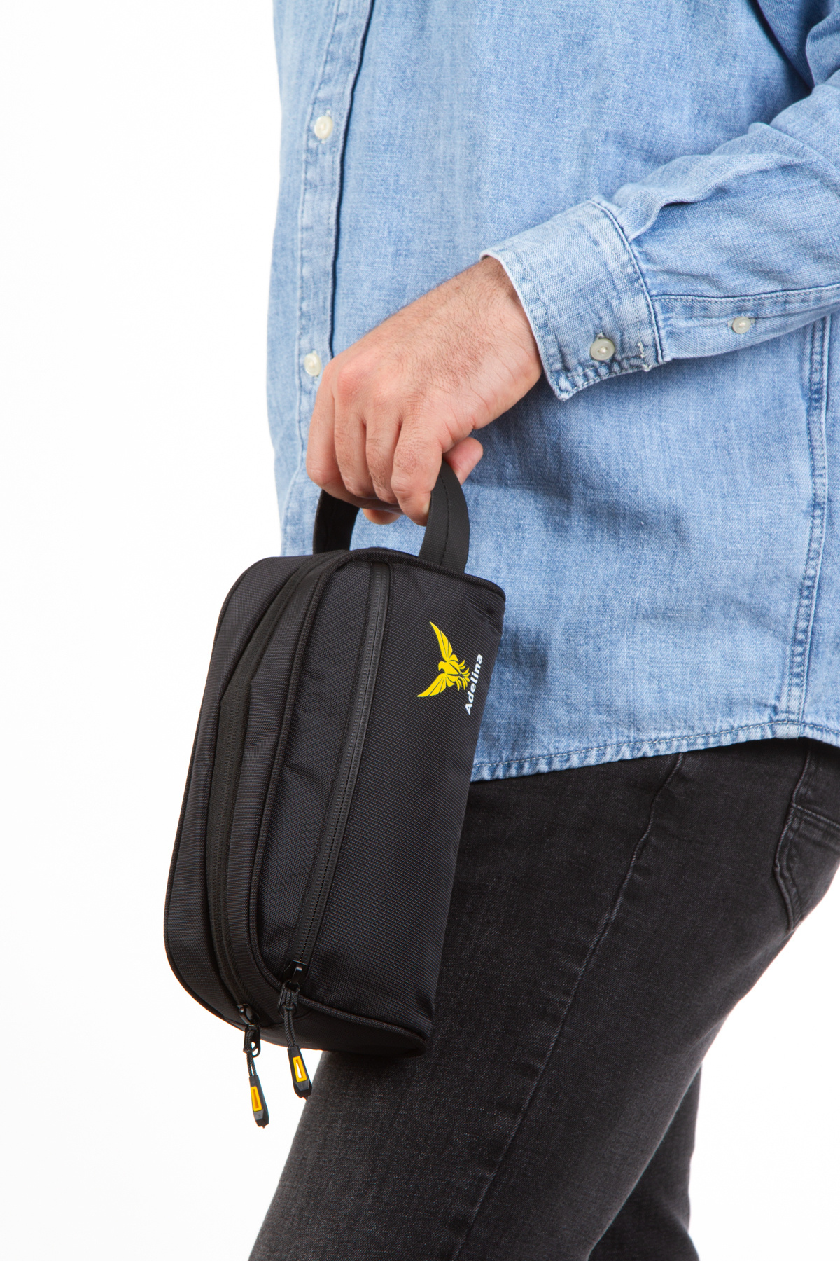 Adelina Bags Erkek Kumaş El Çantası Su itici Fermuarlı Seyahat Traş Kozmetik Çanta görsel 5