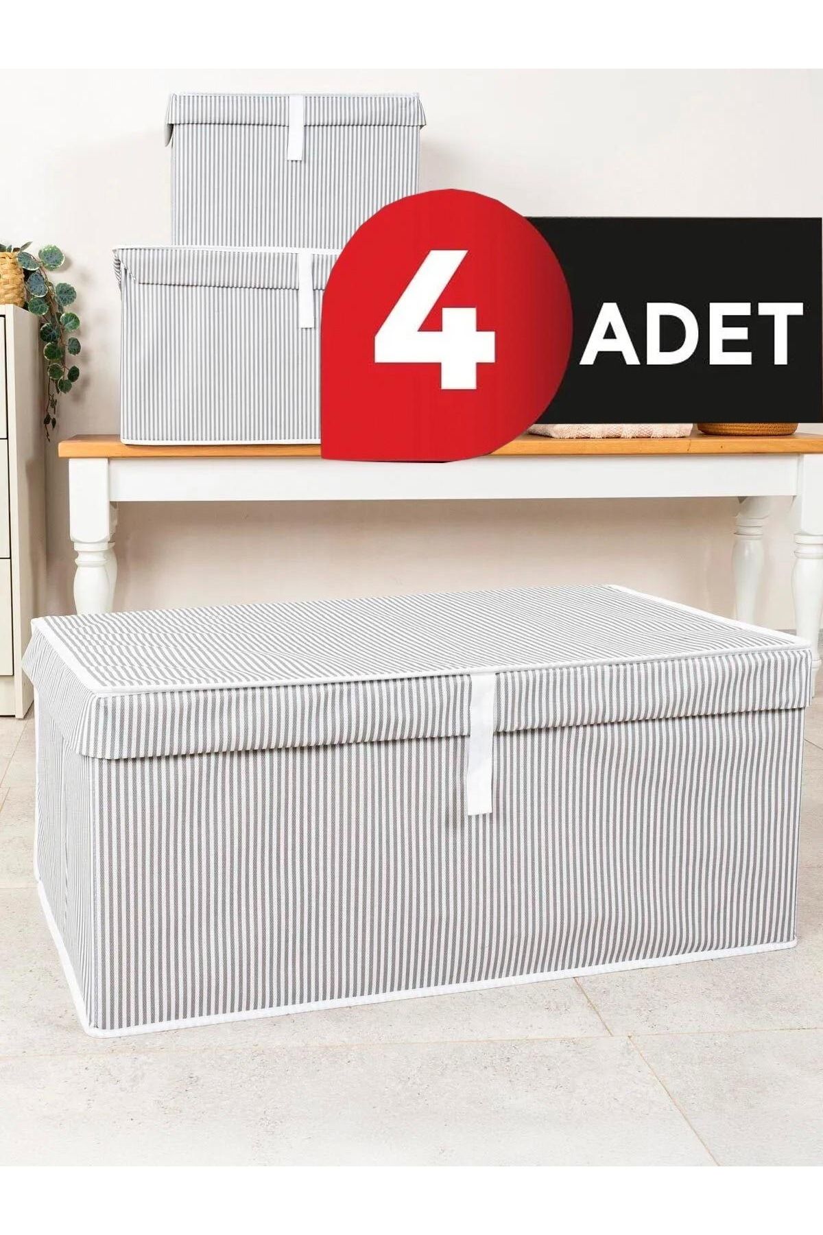Smyak Cutie Multifuncțională Gri 70x40x30 Cu Capac - 4 Buc - One Size