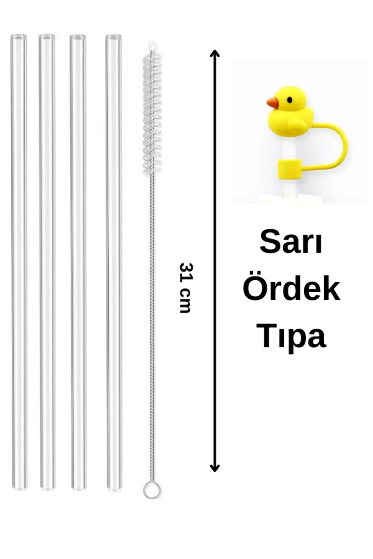 madamina 4 lü Düz Cam Pipet, Stanley Adventure Quencher 31 cm 1 fırça 1 pipet tıpası