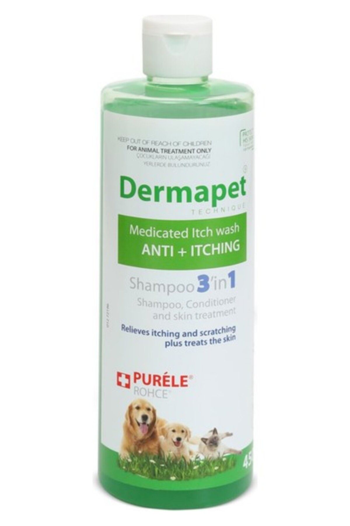 Purele Dermapet Dermotolojik Etkili Kedi ve Köpek Kremli Bakım Şampuanı 450 ml