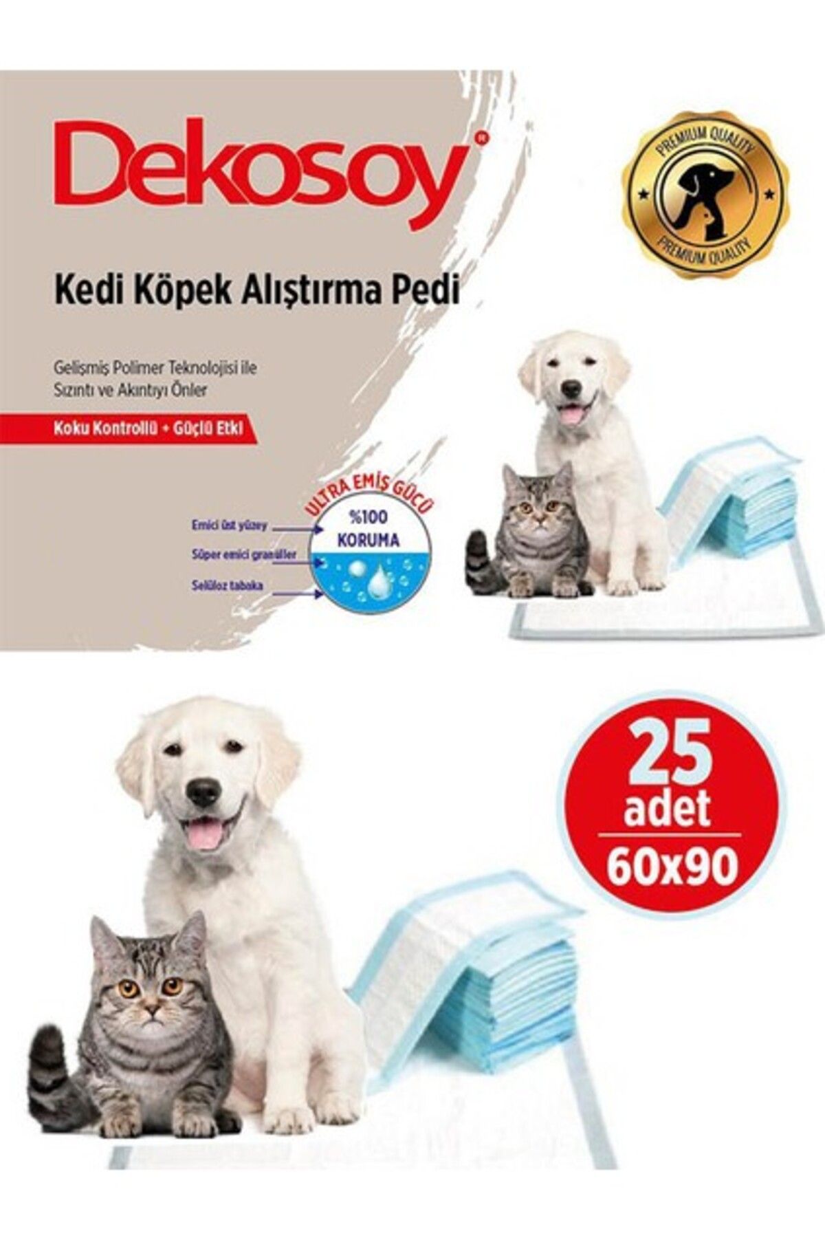 DEKOSOY Yatak Koruyucu Köpek Kedi Çiş Pedi 60*90 25 Adet