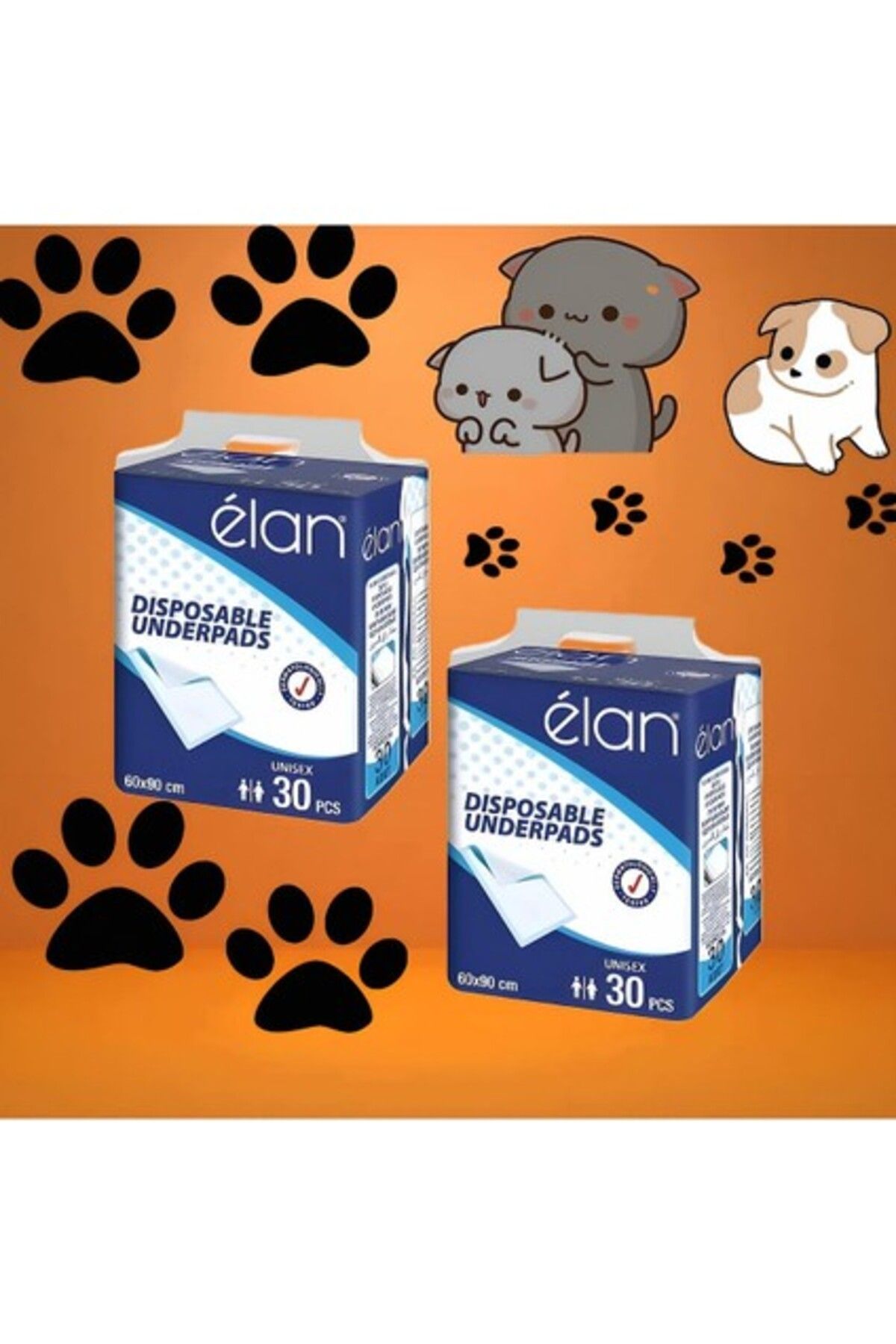 Orqinel Elan Kedi Köpek Çiş Pedi 60X90 30LU-2 Paket Çiş