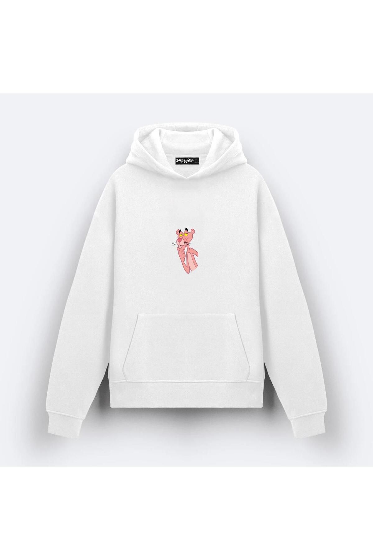 ZOKAWEAR Pink Panther Pembe Tasarım Baskılı Kapşonlu Sweatshirt