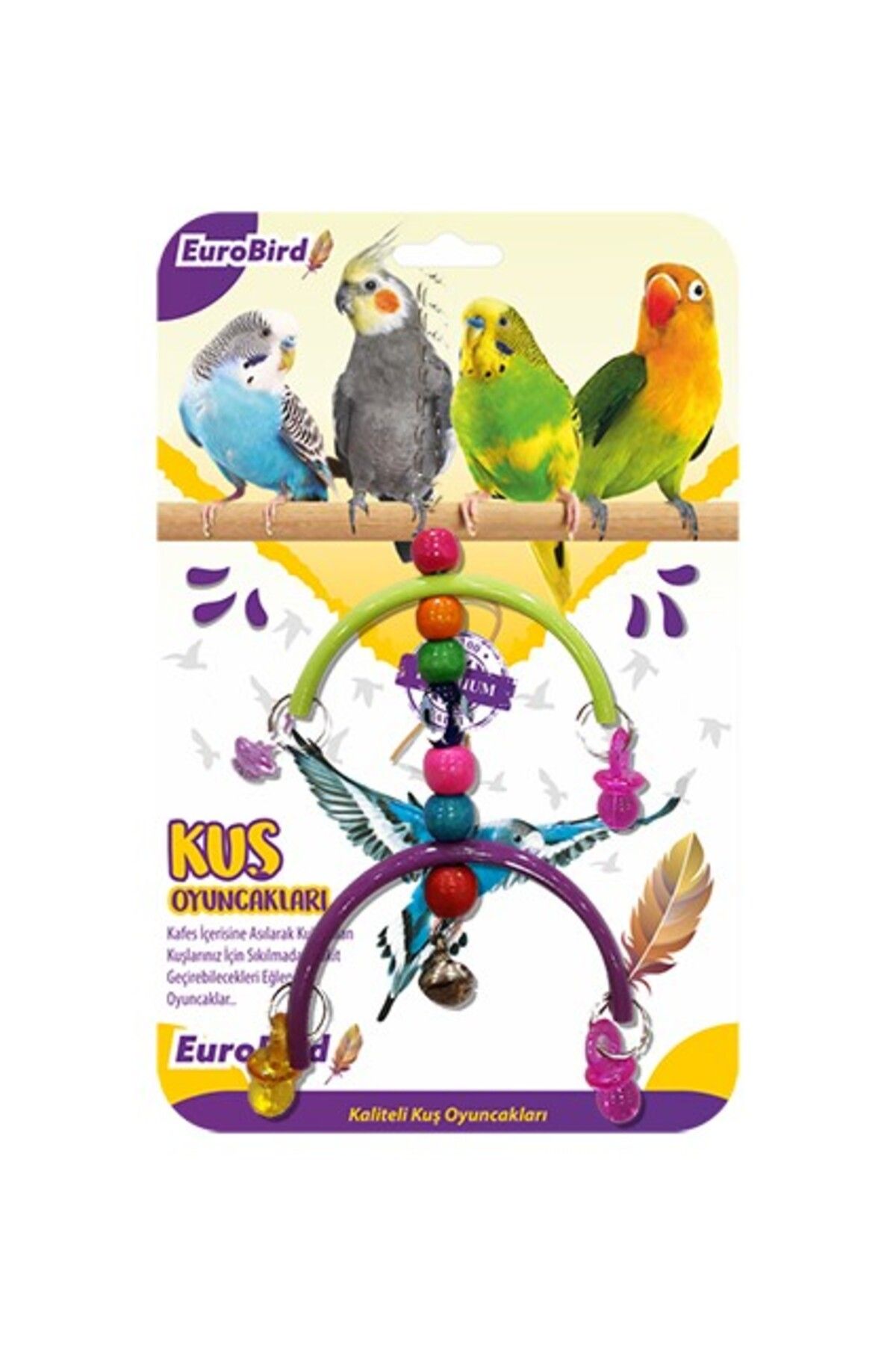 EUROBIRD Kuş Oyuncağı Renkli Boncuklu Yarım Ay (KY47)