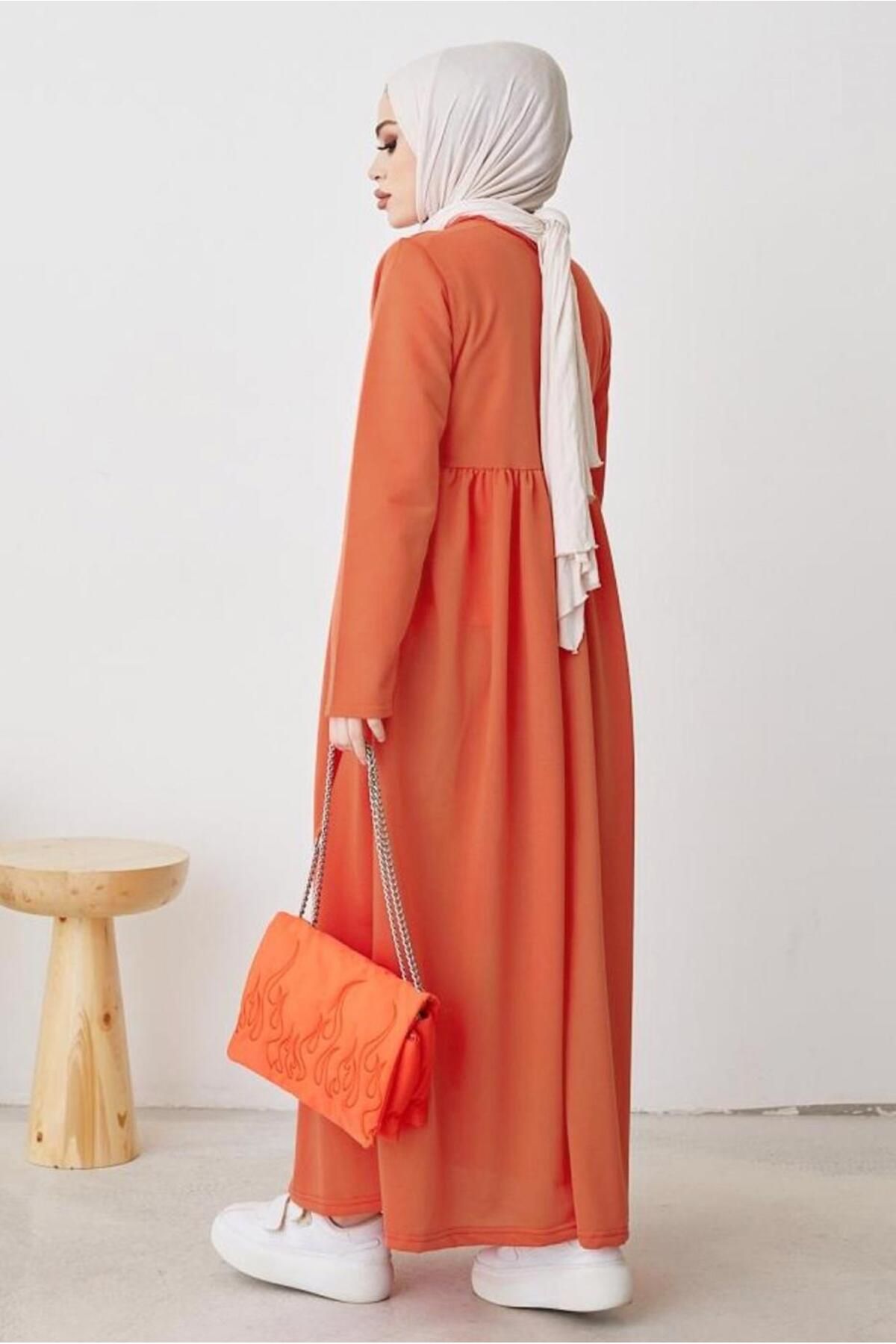 TRENDTESETTÜR-فستان نسائي برتقالي (برتقالي) روبي - تصميم فضفاض T 103 3