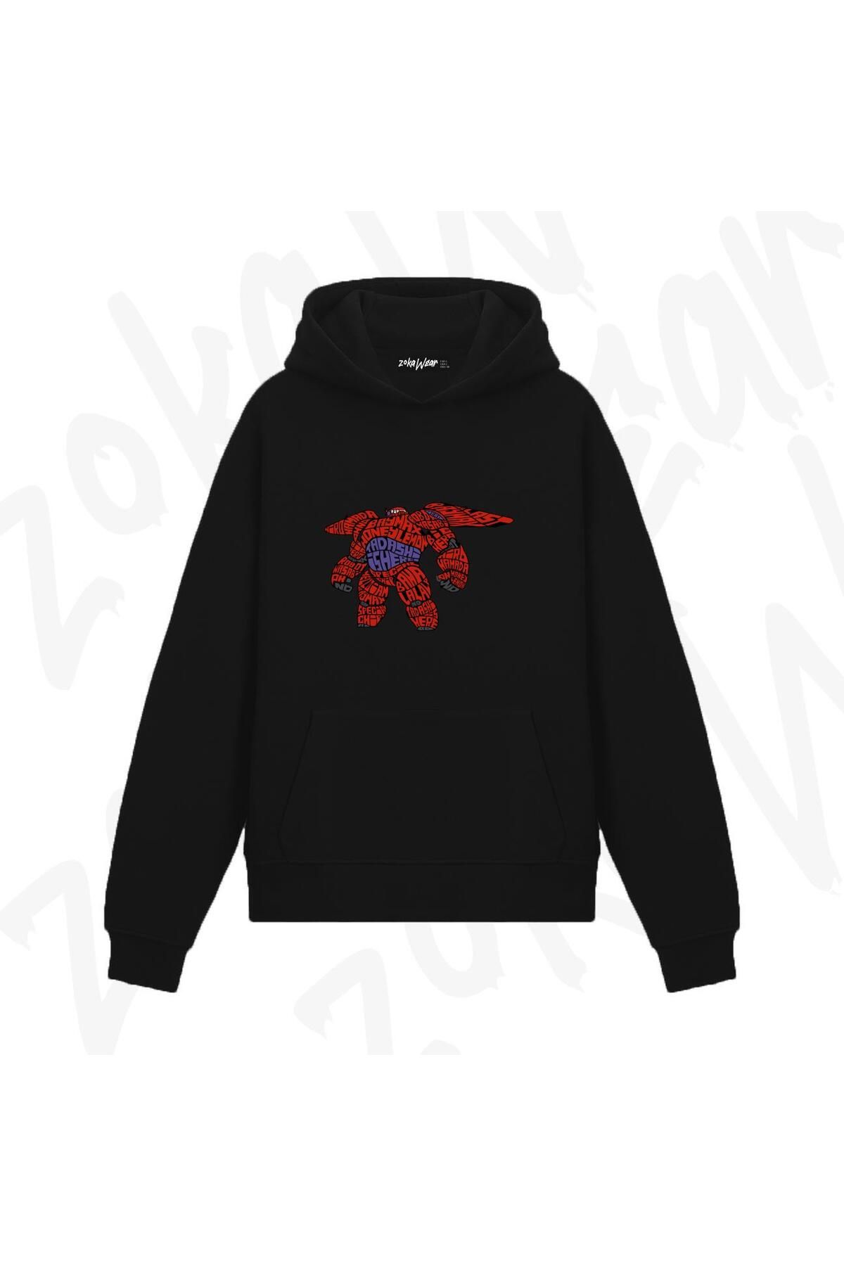 ZOKAWEAR Tasarım Baskılı Kapşonlu Sweatshirt