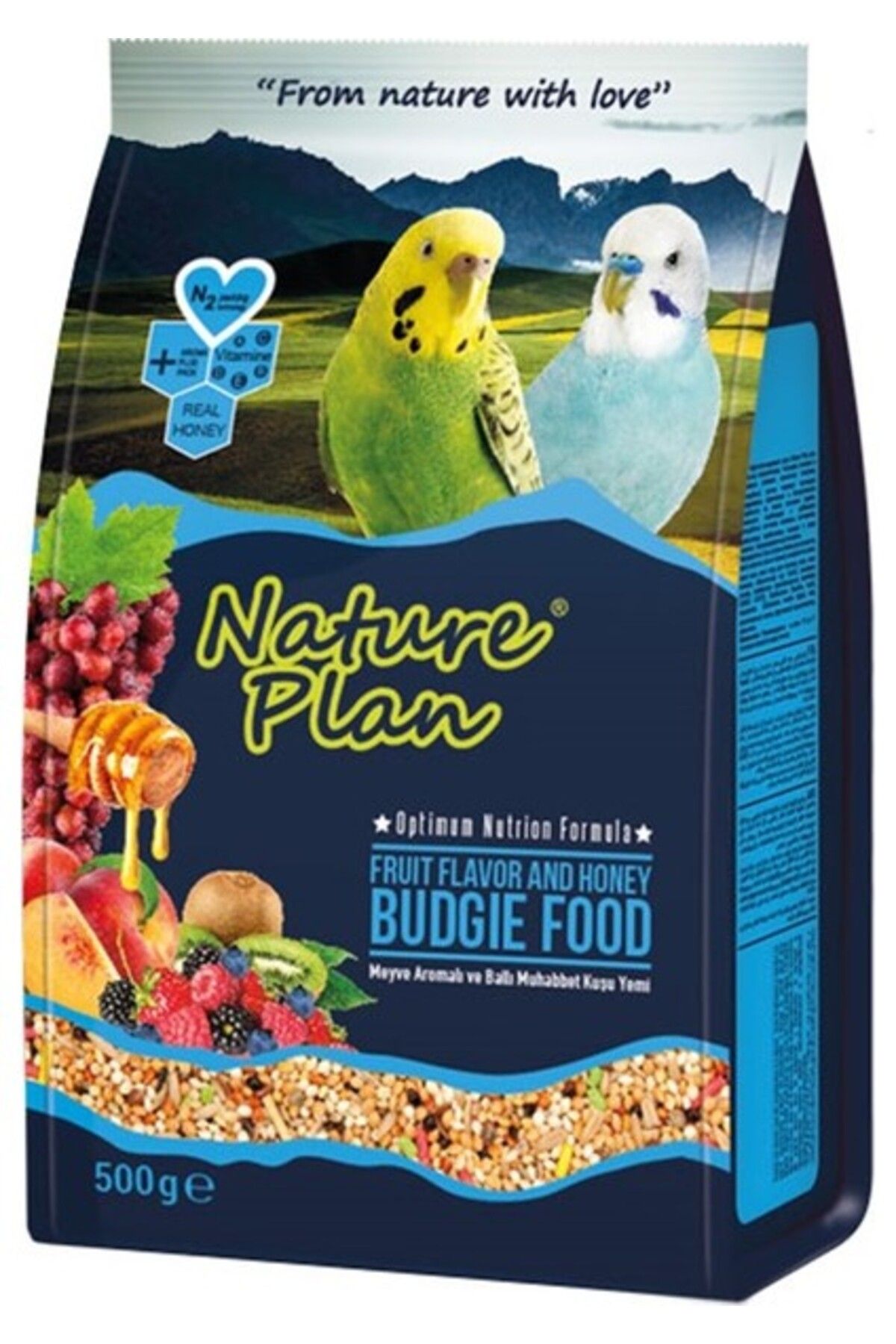 Nature Plan Meyve Aromalı ve Ballı Muhabbet Kuşu Yemi 500 gr