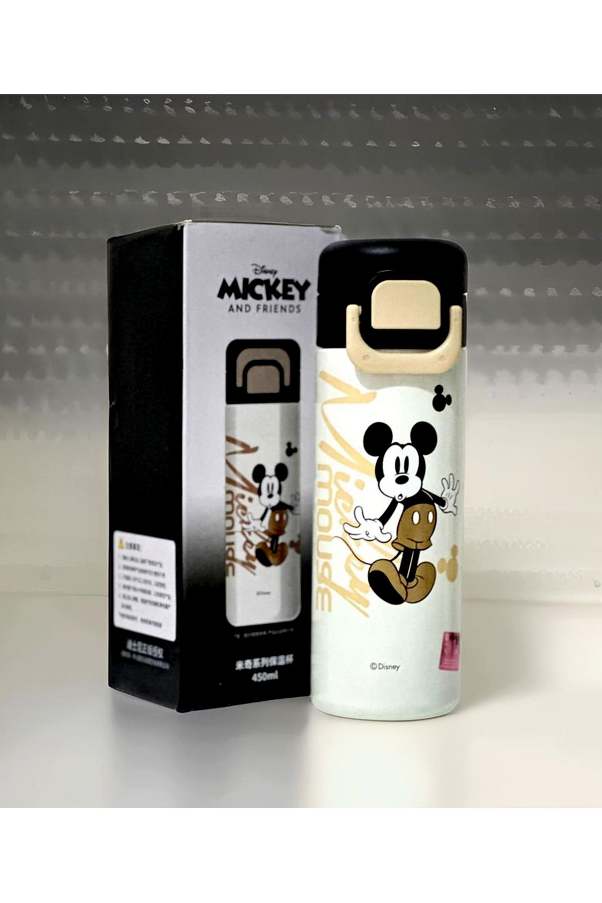 Disney Mickey Termos  Bardak Çocuk Karikatür İçecek Termos Paslanmaz Çelik Taşınabilir 450 ml