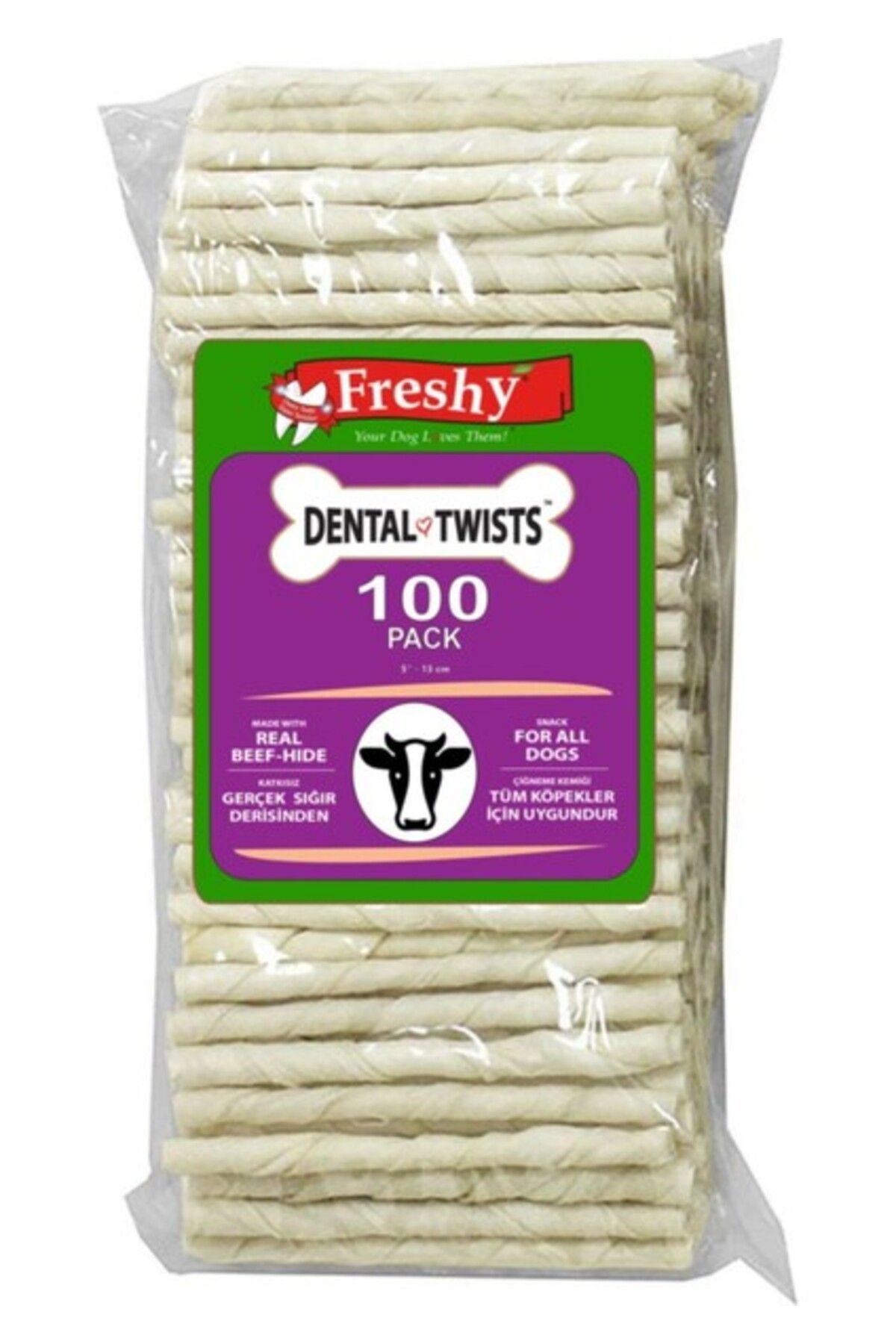 Furlo Freshy Freshygrimbi Freshy Dental Twists - Beyaz Burgru Çubuk - 100'LÜ Megra Paket - 600 gram