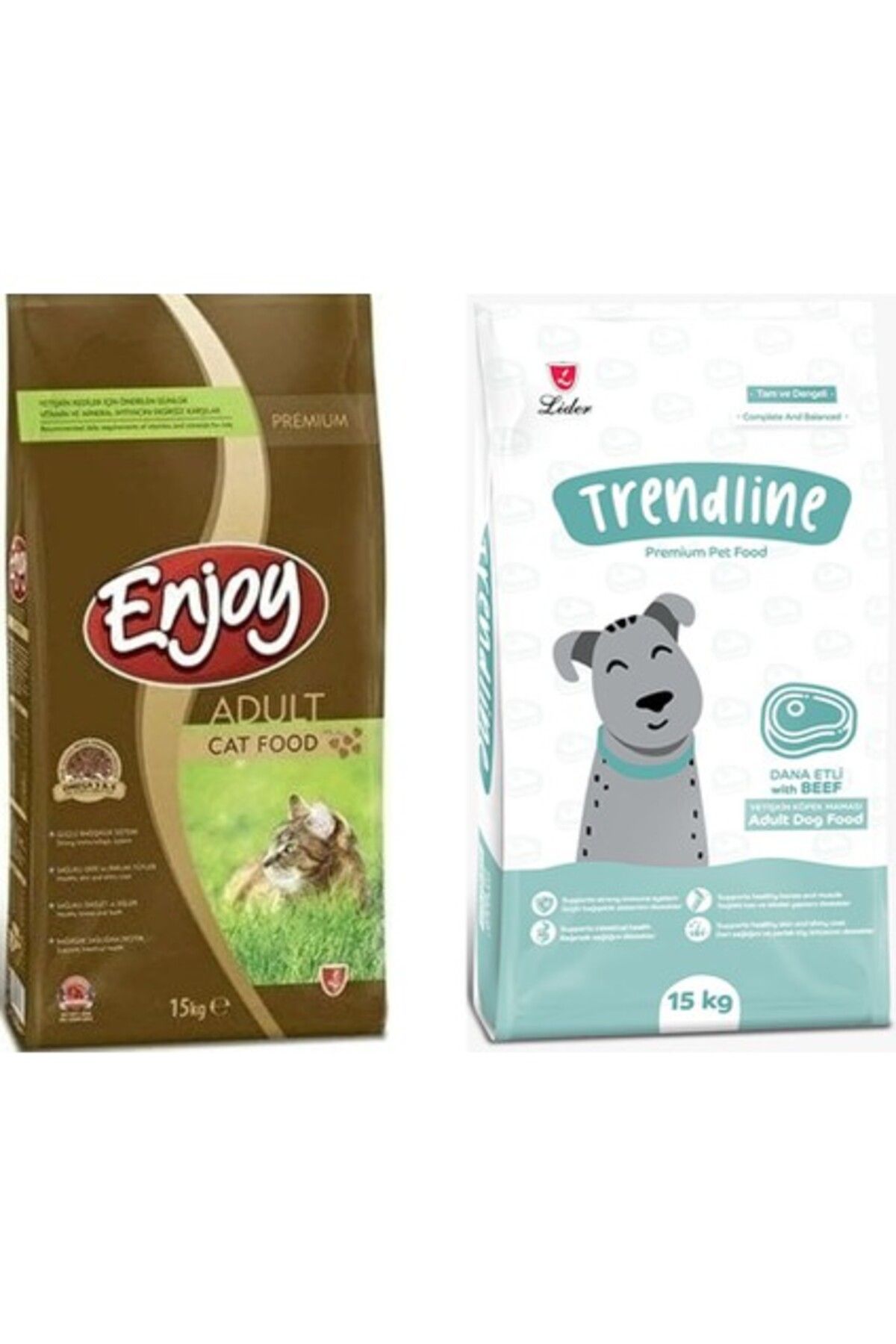 Enjoy Yetişkin Kedi & Trendline Yetişkin Köpek Maması 15 kg 2'li Set