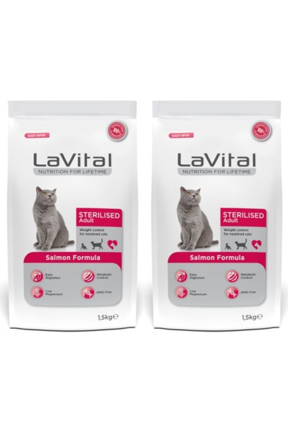 La Vital Somonlu Premium Kısır Kedi Maması 1.5 kg 2'li Paket