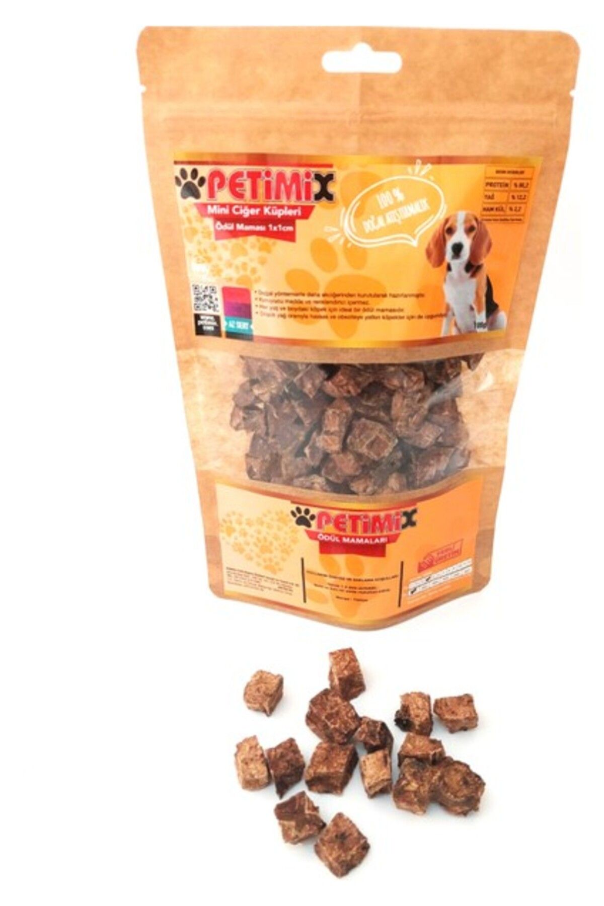 Orqinel Petimix Mini Ciğer Küpleri 100G Köpek Ödül Maması