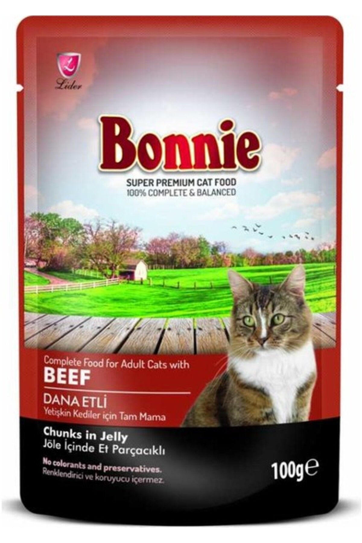 Bonnie Pouch Dana Etli Yetişkin Kedi Konservesi 100GR