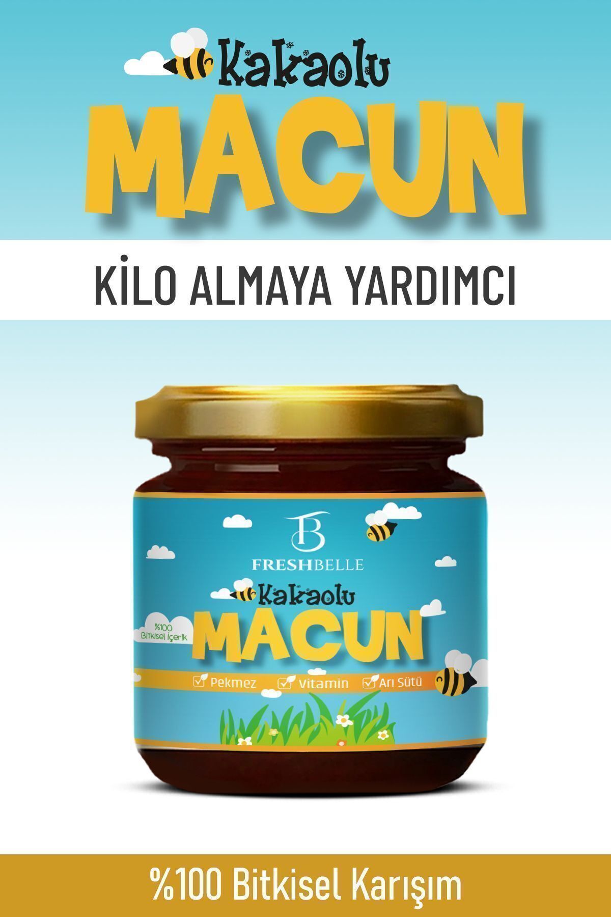 FreshBelle Kilo Aldırıc Iştah Açıcıı Çocuk Macunu -kakao Propolis Pekmez Arı Sütü Bal Ve Vitamin