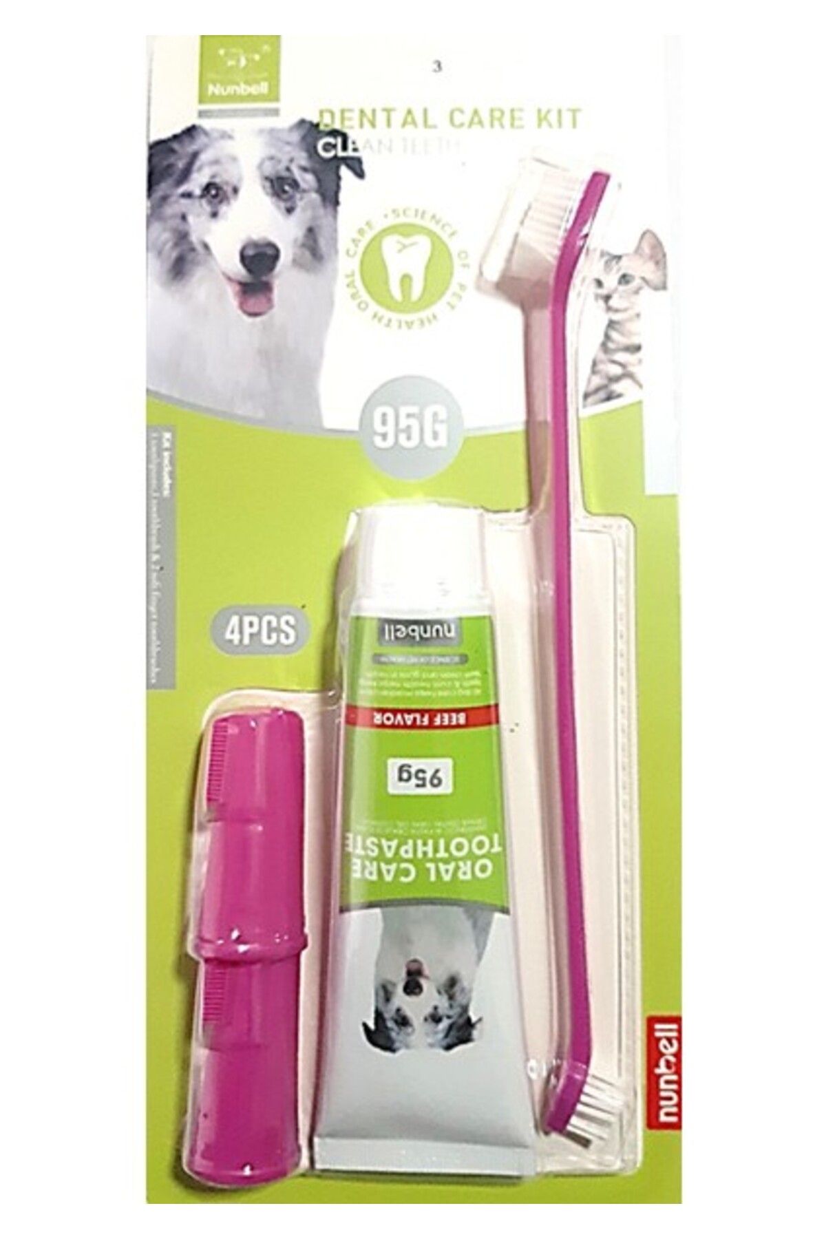 Nunbell Dental Care Kit Kedi Köpek Et Tadında Diş Bakım Seti