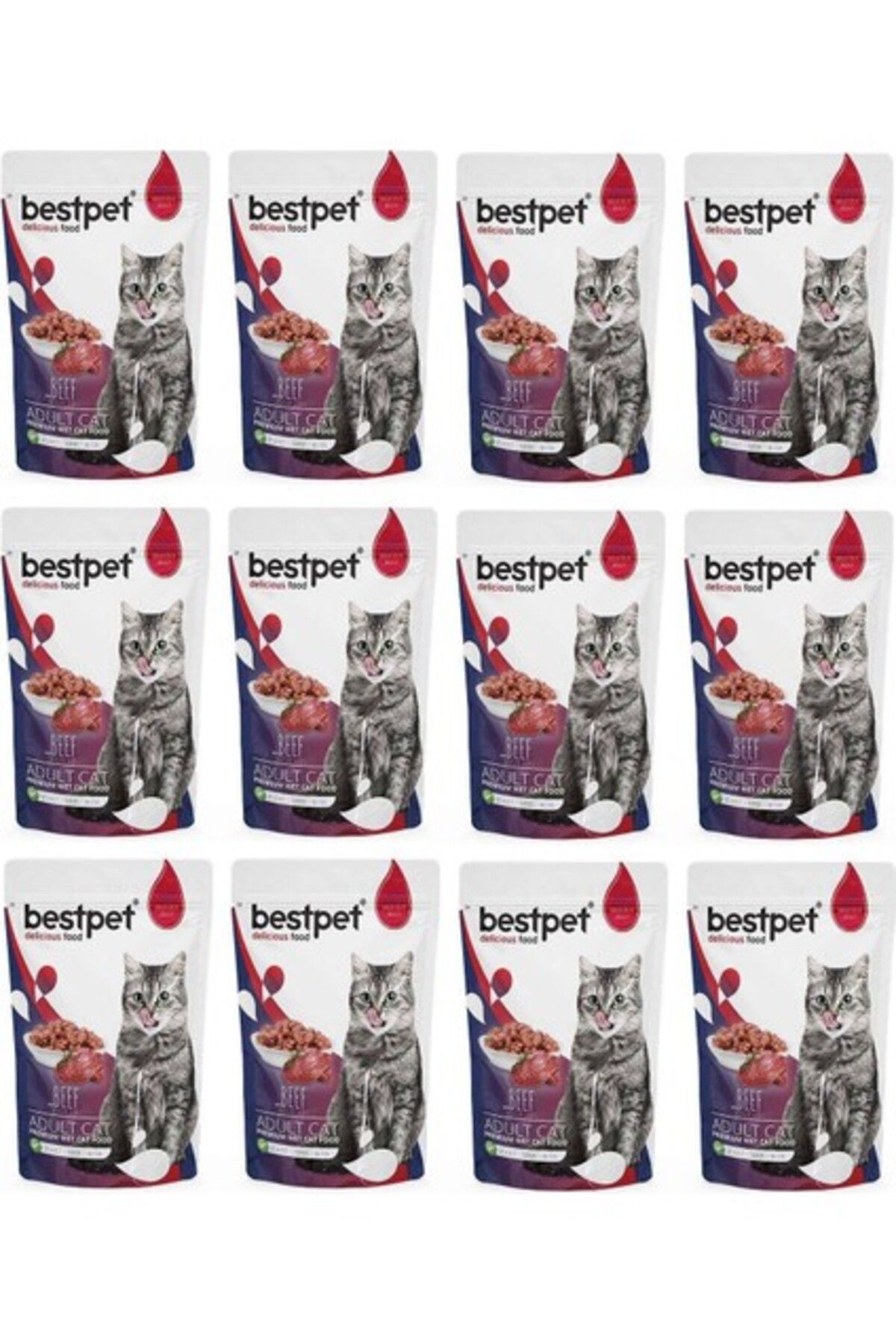 Bestpet Adult Cat Beef Jöle Içinde Biftekli Yaş Mama 85 gr x 12